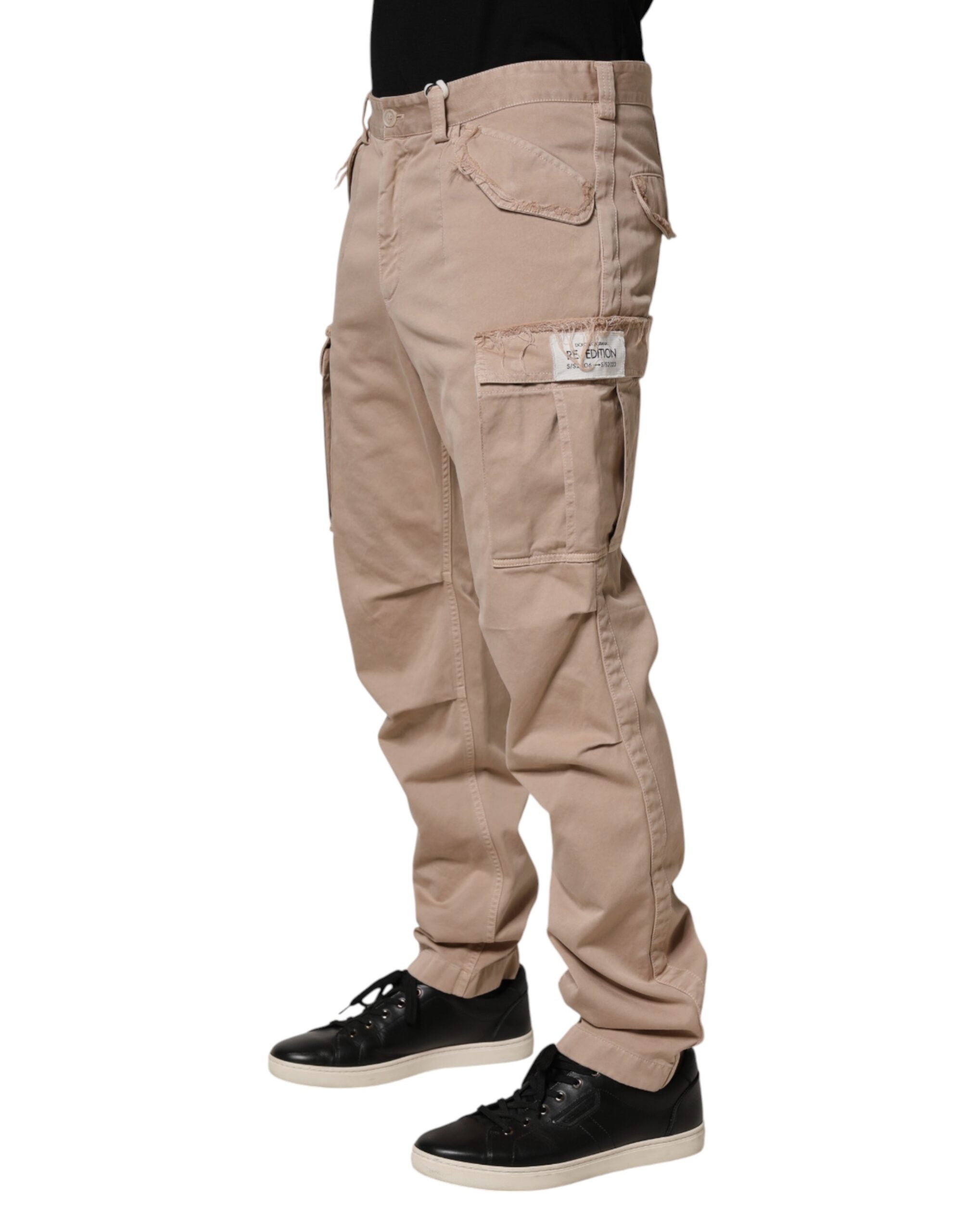 Beige Straight Cargo Chino Men Trouser Pants - ventzia