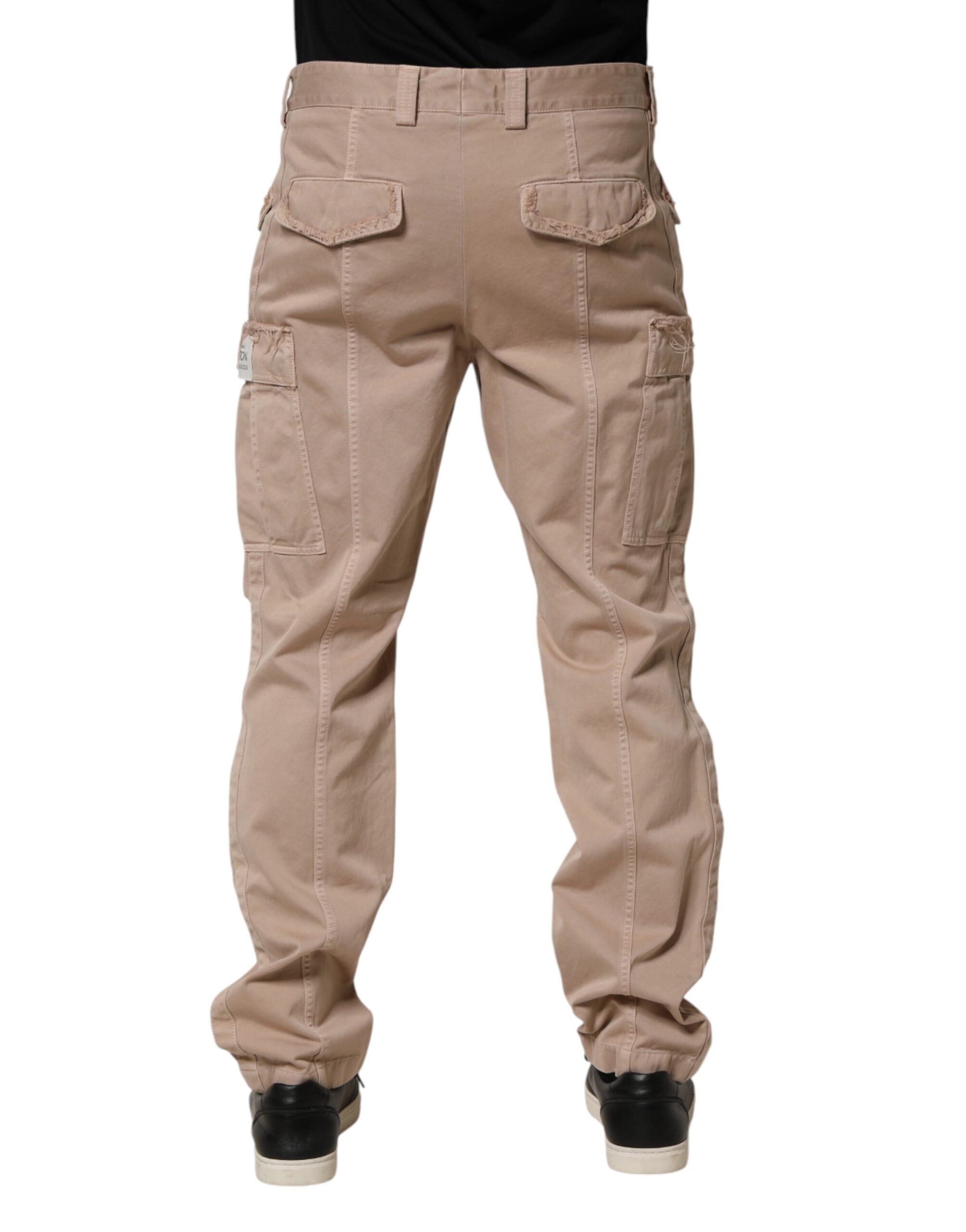 Beige Straight Cargo Chino Men Trouser Pants - ventzia