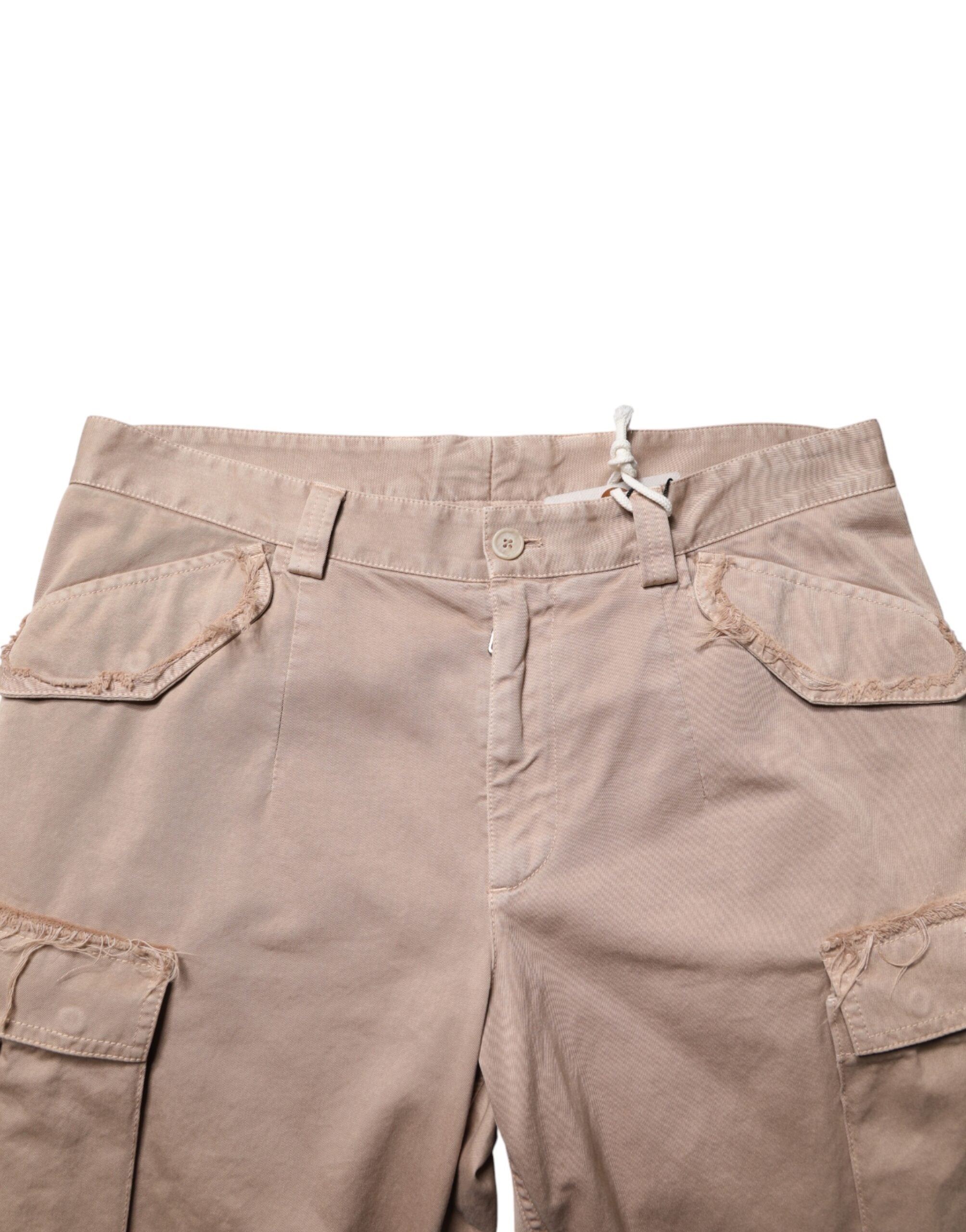 Beige Straight Cargo Chino Men Trouser Pants - ventzia