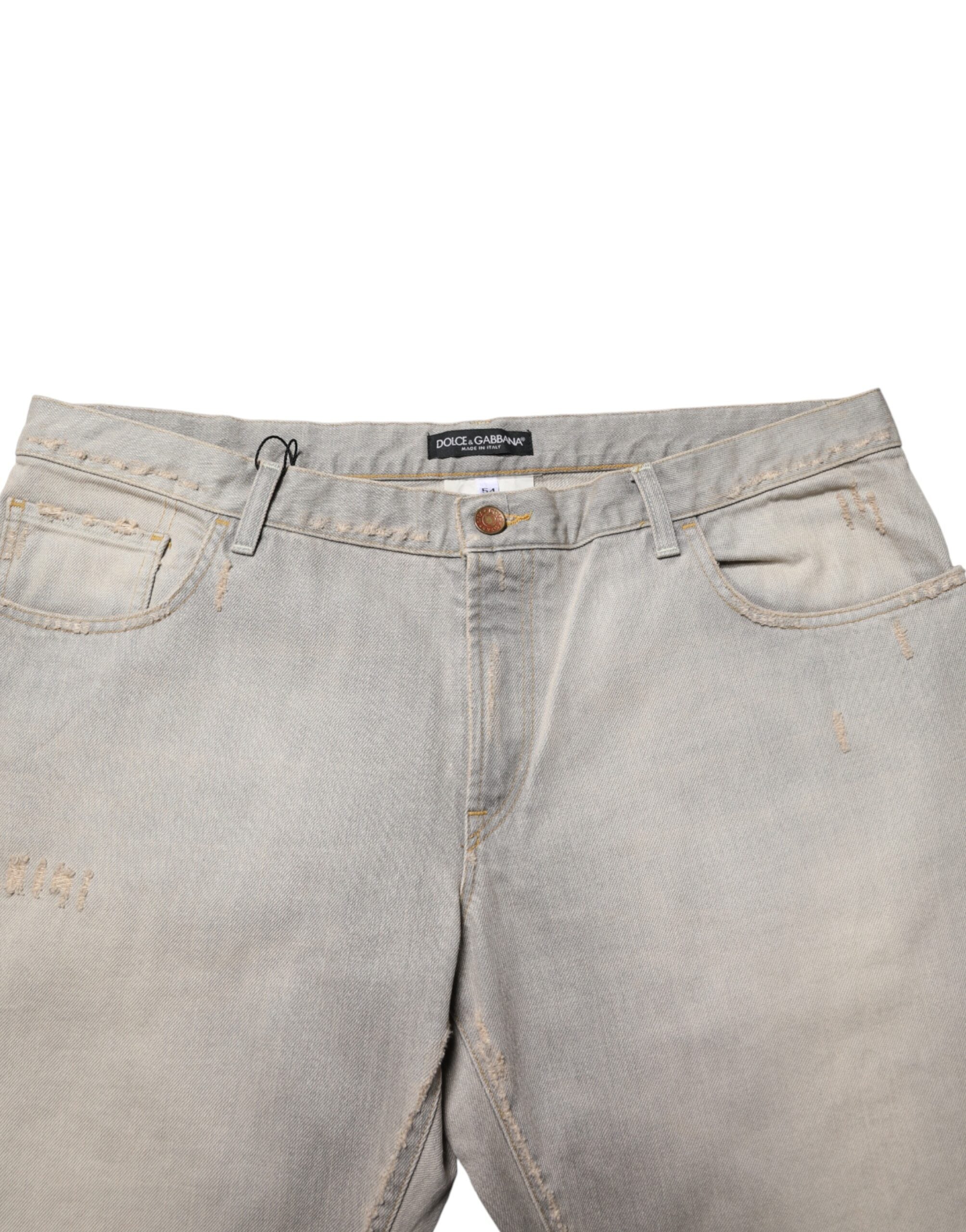 Light Gray Cotton Straight Denim Trouser Jeans - ventzia