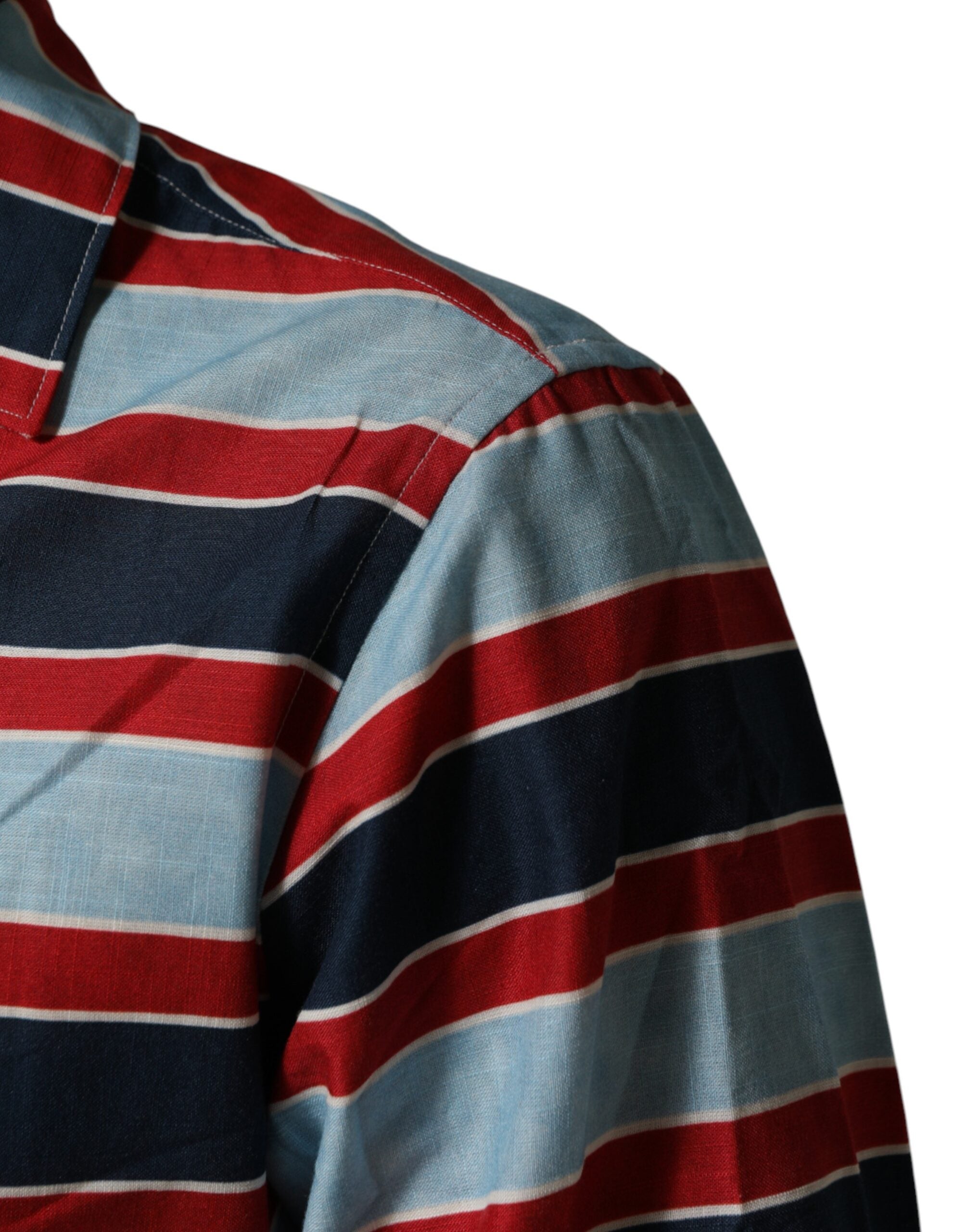 Multicolor Stripes Cotton Men Button Down Shirt - ventzia