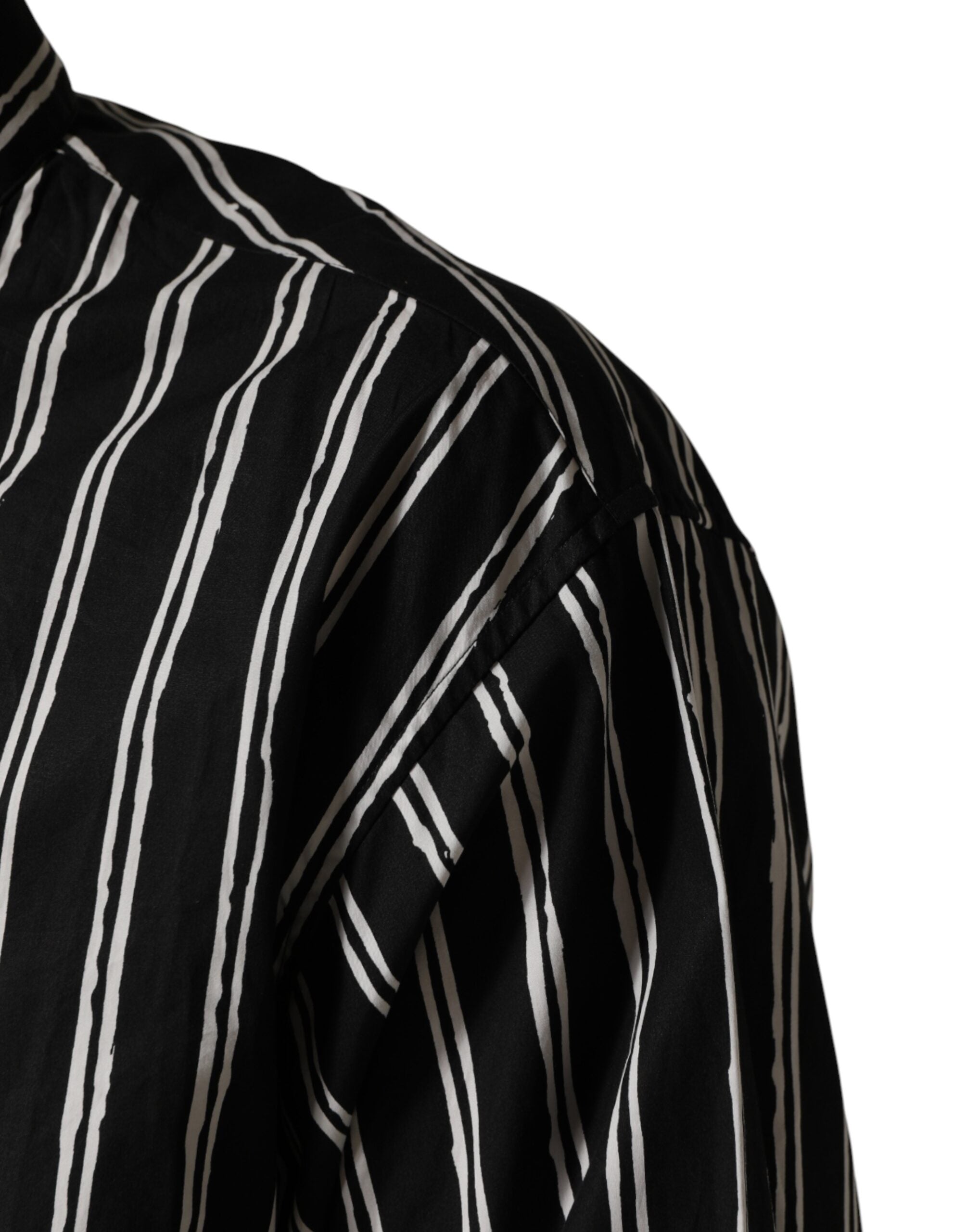Black Stripes Cotton Men Formal Dress Shirt - ventzia