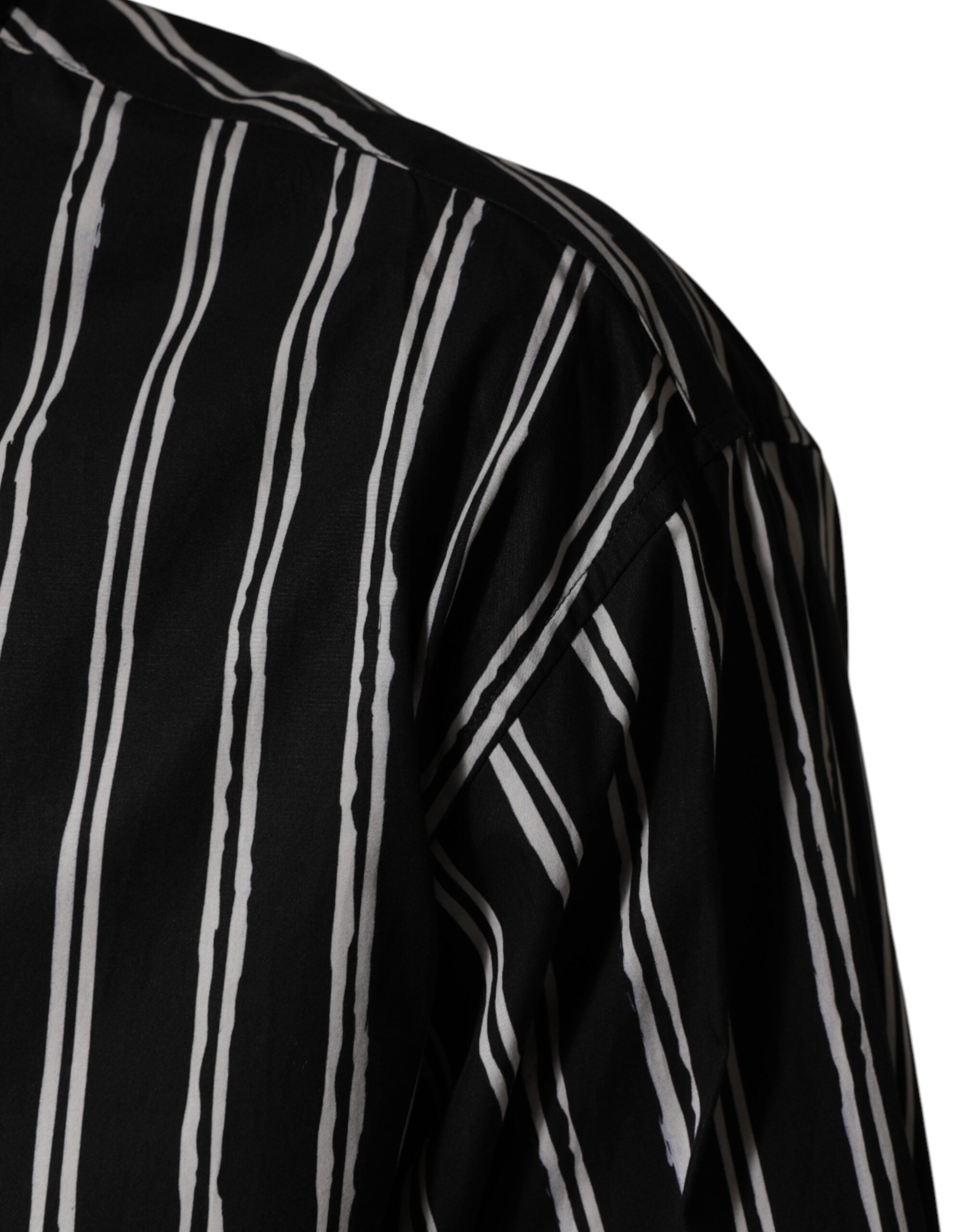 Black Stripes Cotton Men Formal Dress Shirt - ventzia