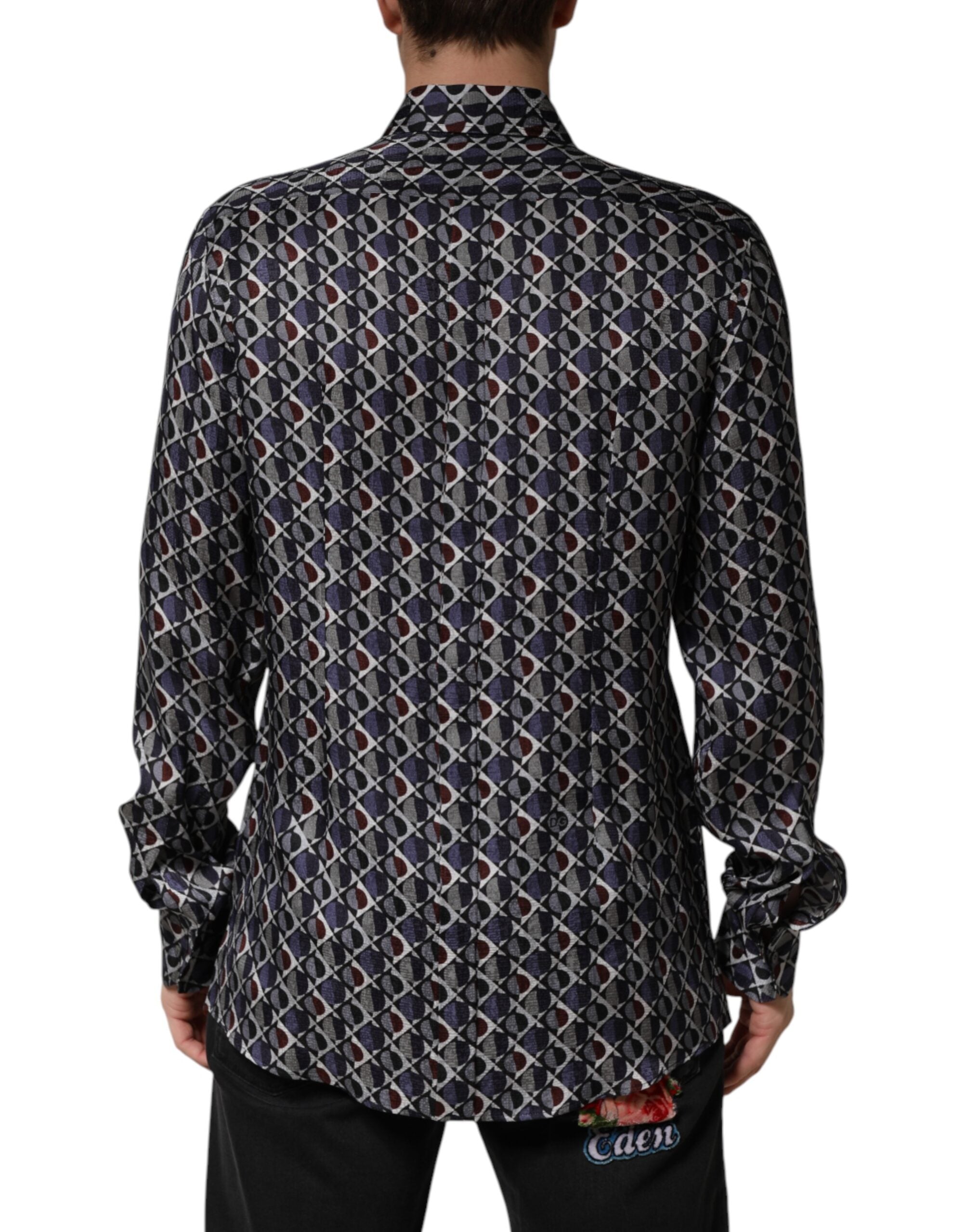 Multicolor Patterned Collared GOLD Men Dress Shirt - ventzia