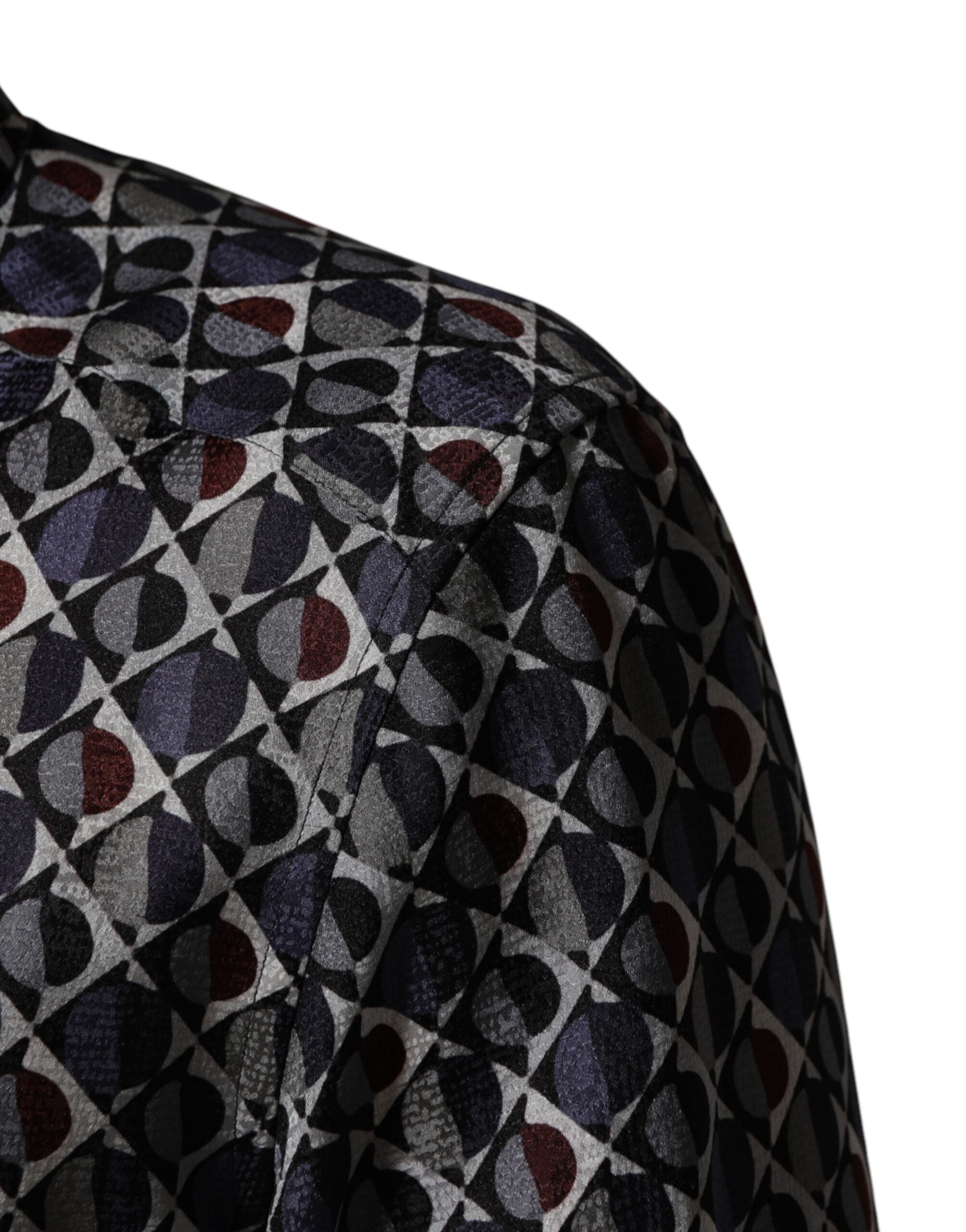 Multicolor Patterned Collared GOLD Men Dress Shirt - ventzia