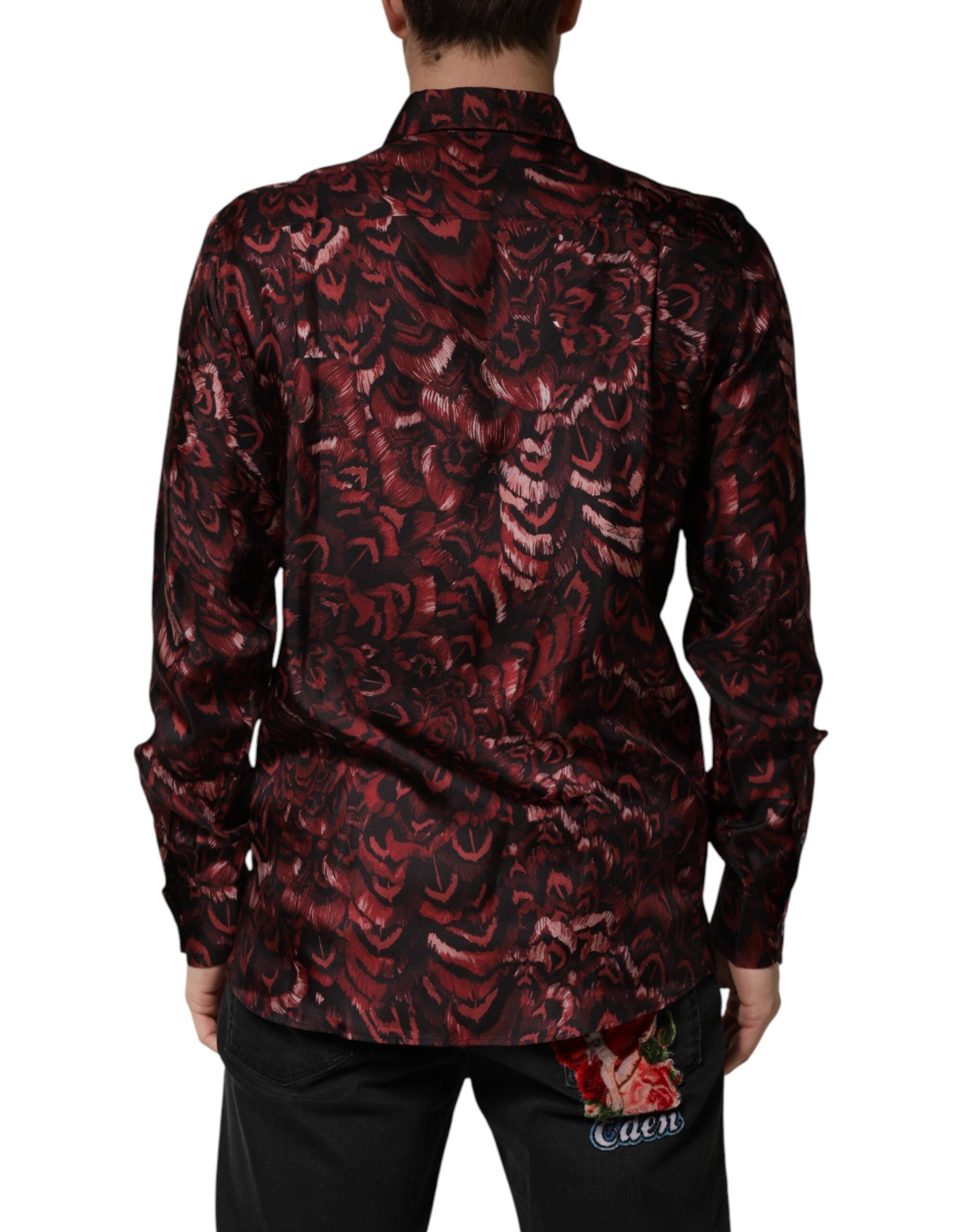 Bordeaux Patterned Collared Men Dress Shirt - ventzia