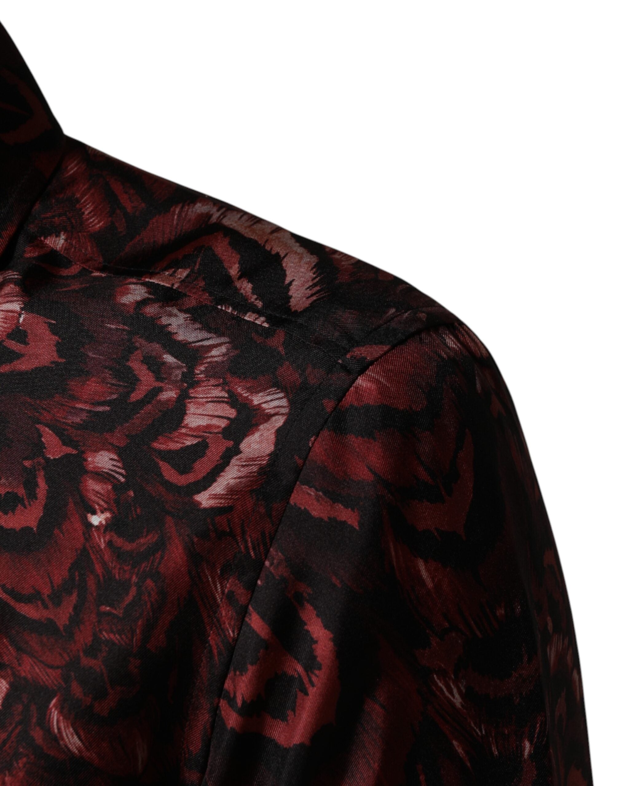 Bordeaux Patterned Collared Men Dress Shirt - ventzia