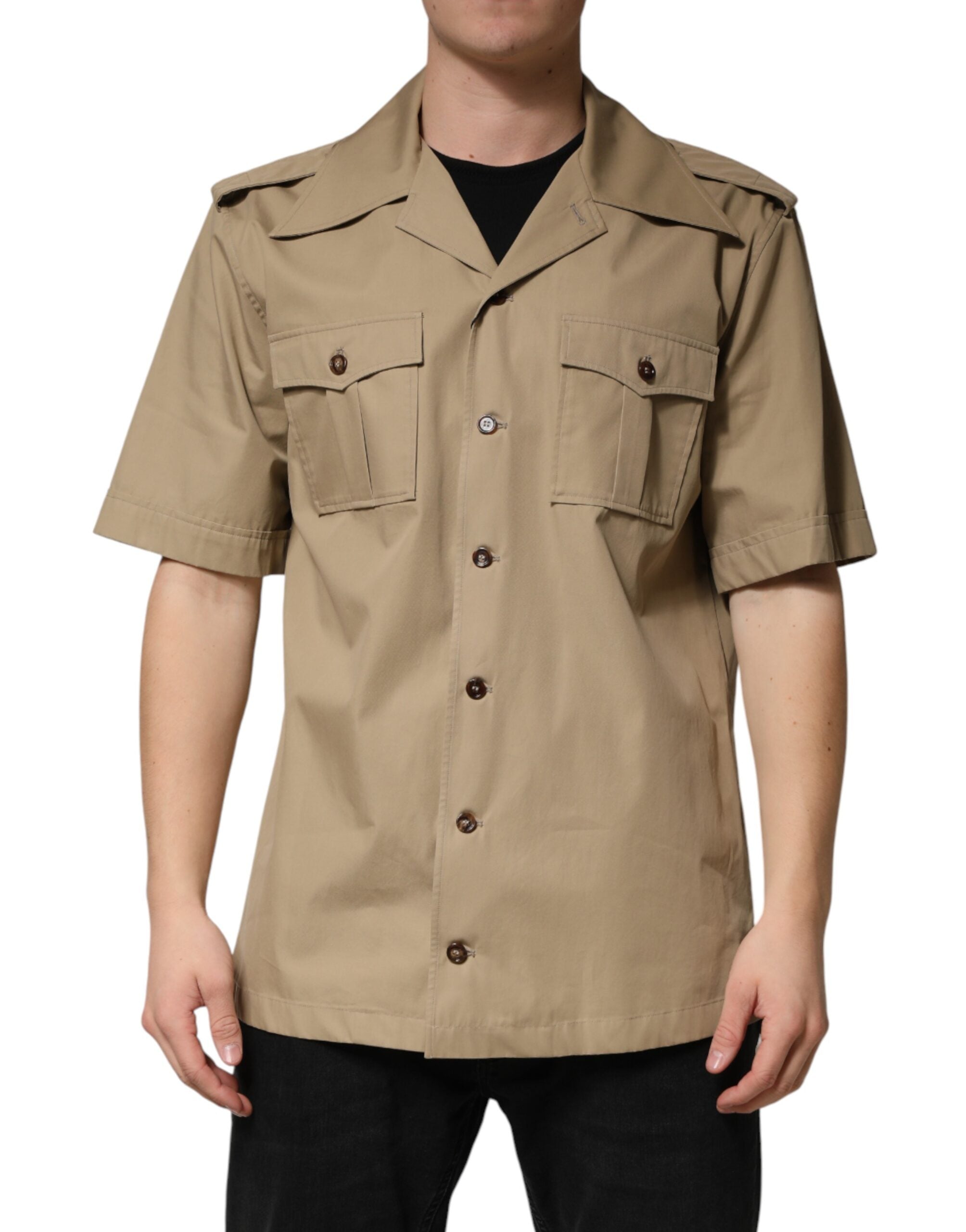 Brown Pin Up Short Sleeves Men Casual Shirt - ventzia