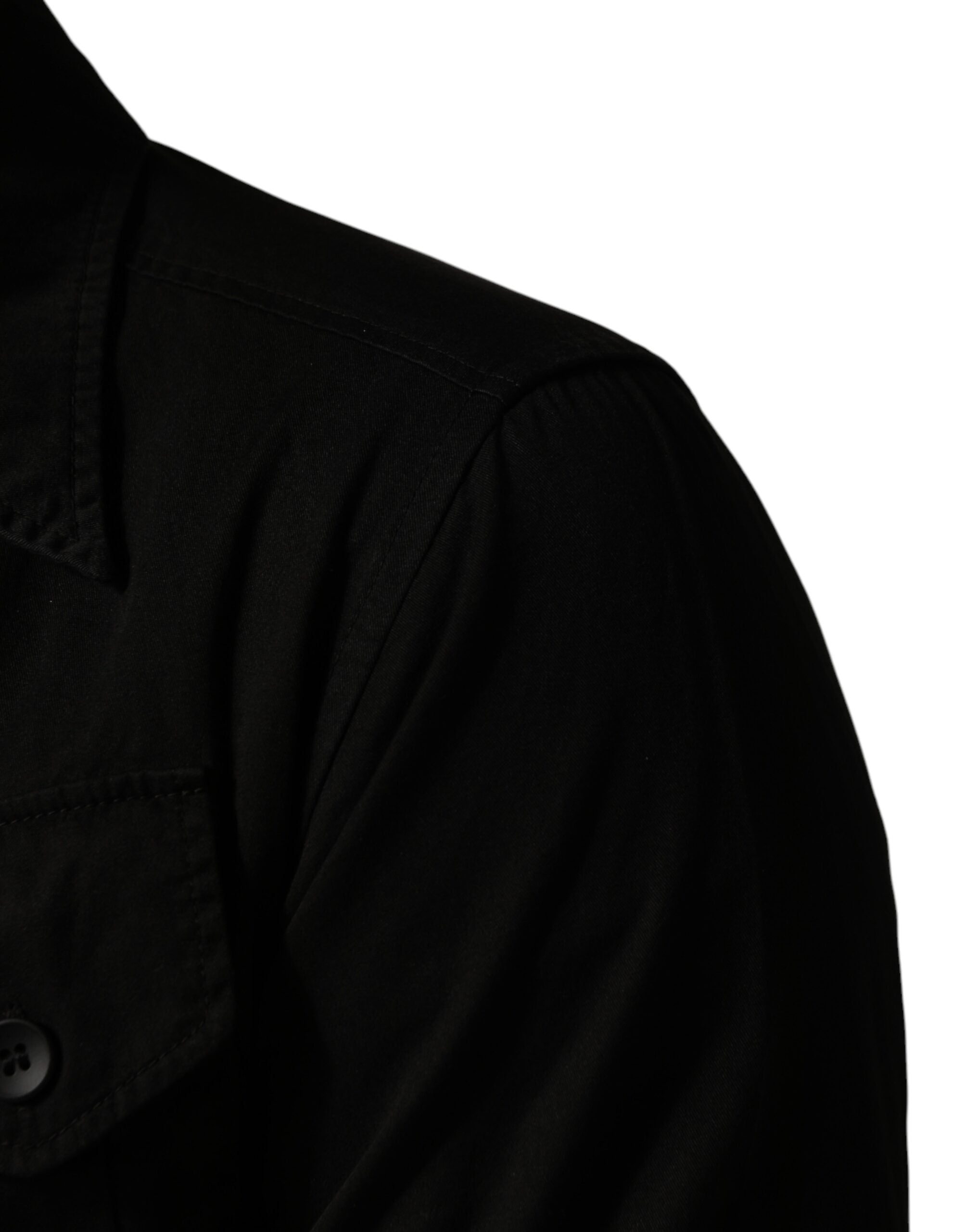Black Cotton Collared Men Button Down Shirt - ventzia