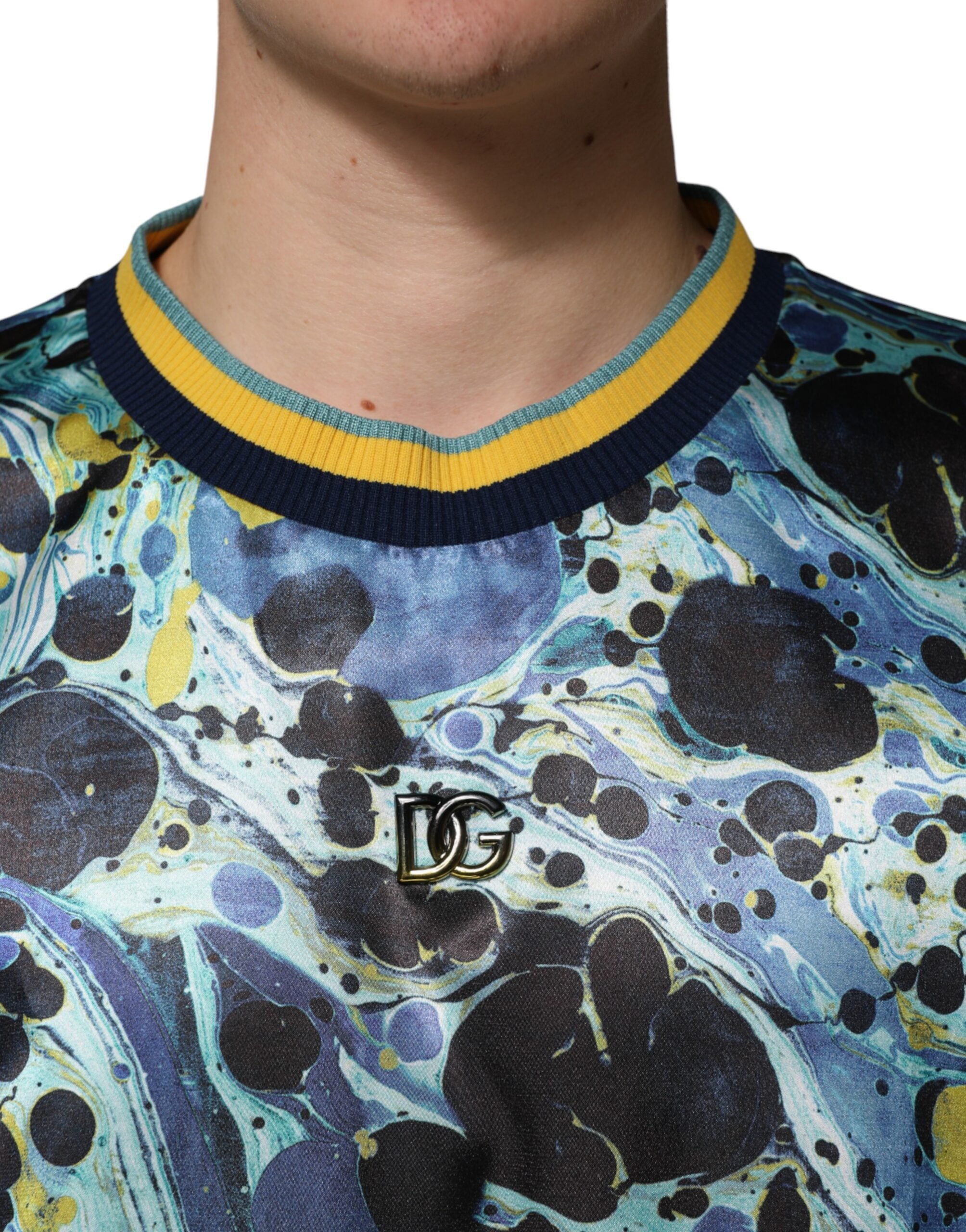 Multicolor Marble Print Pullover Sweater - ventzia