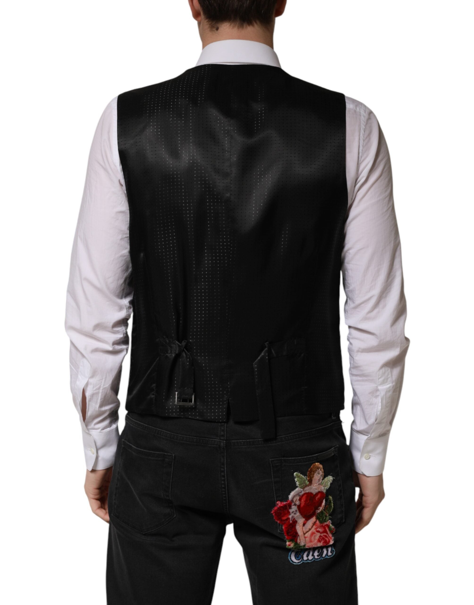 Black Wool Dress Men Formal Waistcoat Vest - ventzia