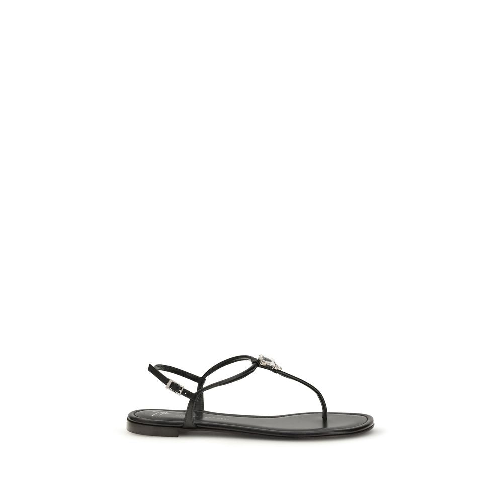 Black Calf Leather Bos Taurus Flat Sandals - ventzia