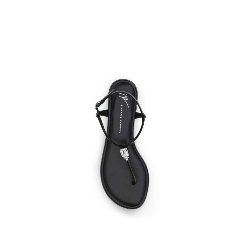 Black Calf Leather Bos Taurus Flat Sandals - ventzia