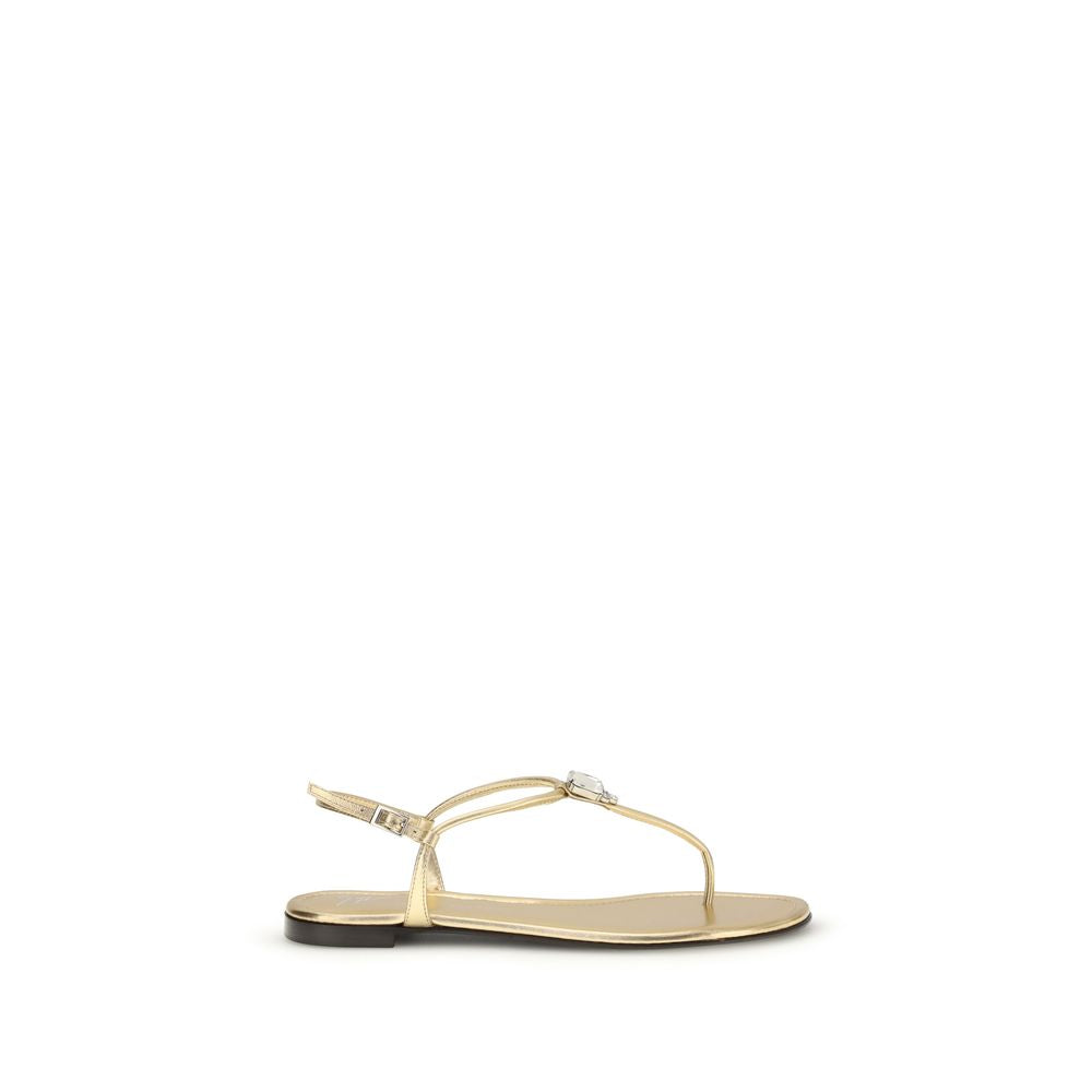 Gold Calf Leather Bos Taurus Flat Sandals - ventzia