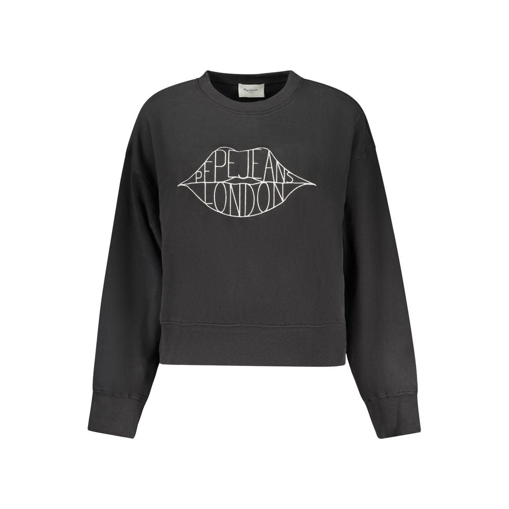 Black Cotton Women Sweatshirt - ventzia