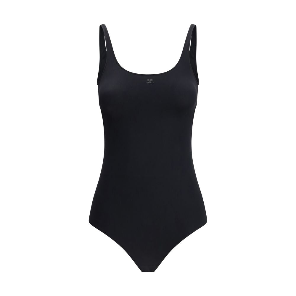 Black Elastane One-Piece Swimsuit - ventzia