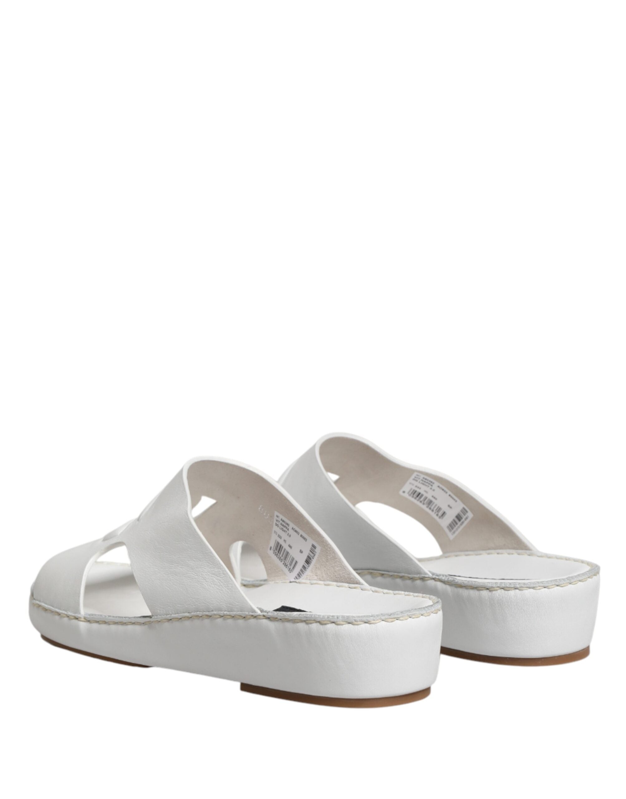 White DG Cutout Slides Slippers Flats Shoes - ventzia