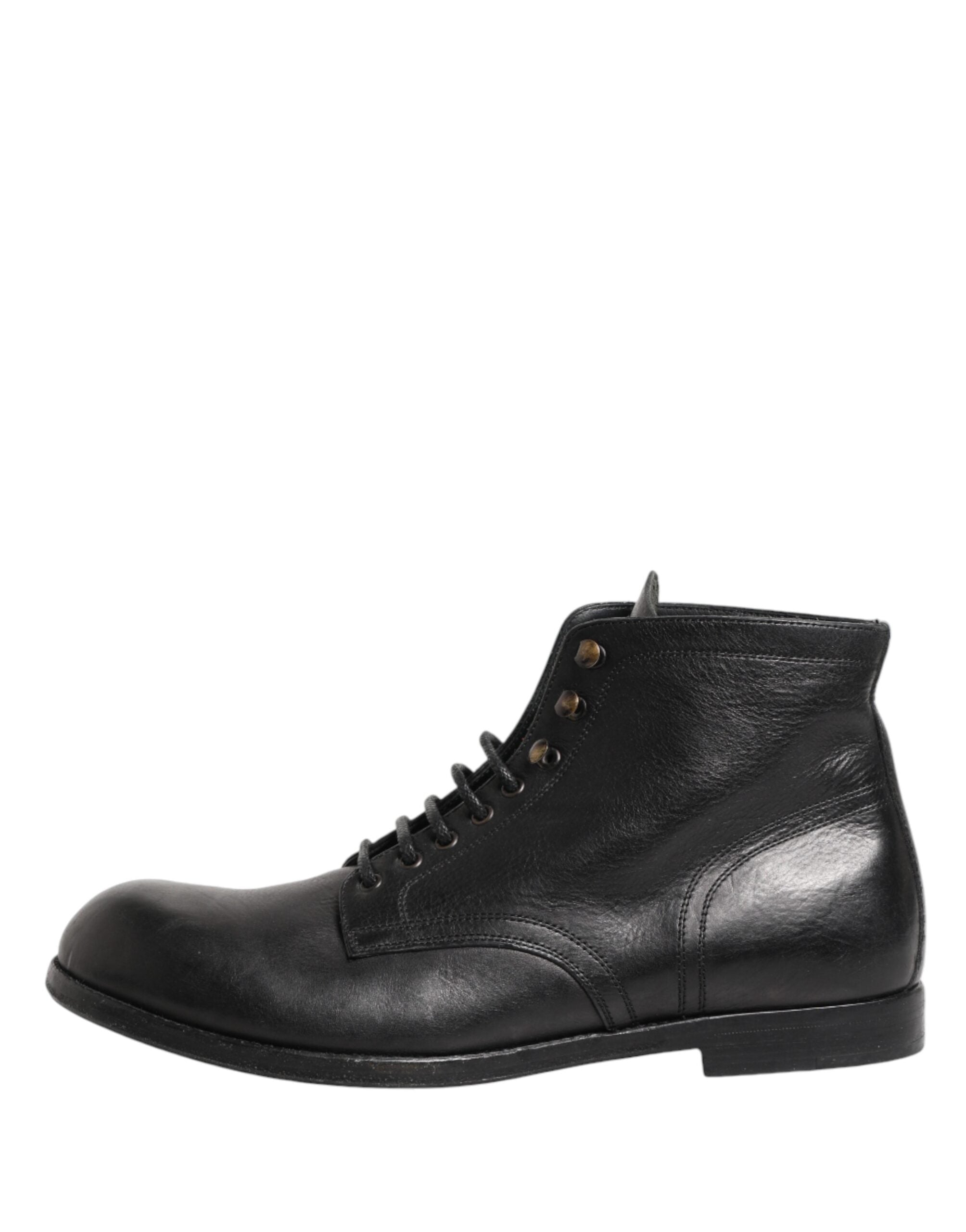 Black Lace Up Short Ankle Boots Men Shoes - ventzia