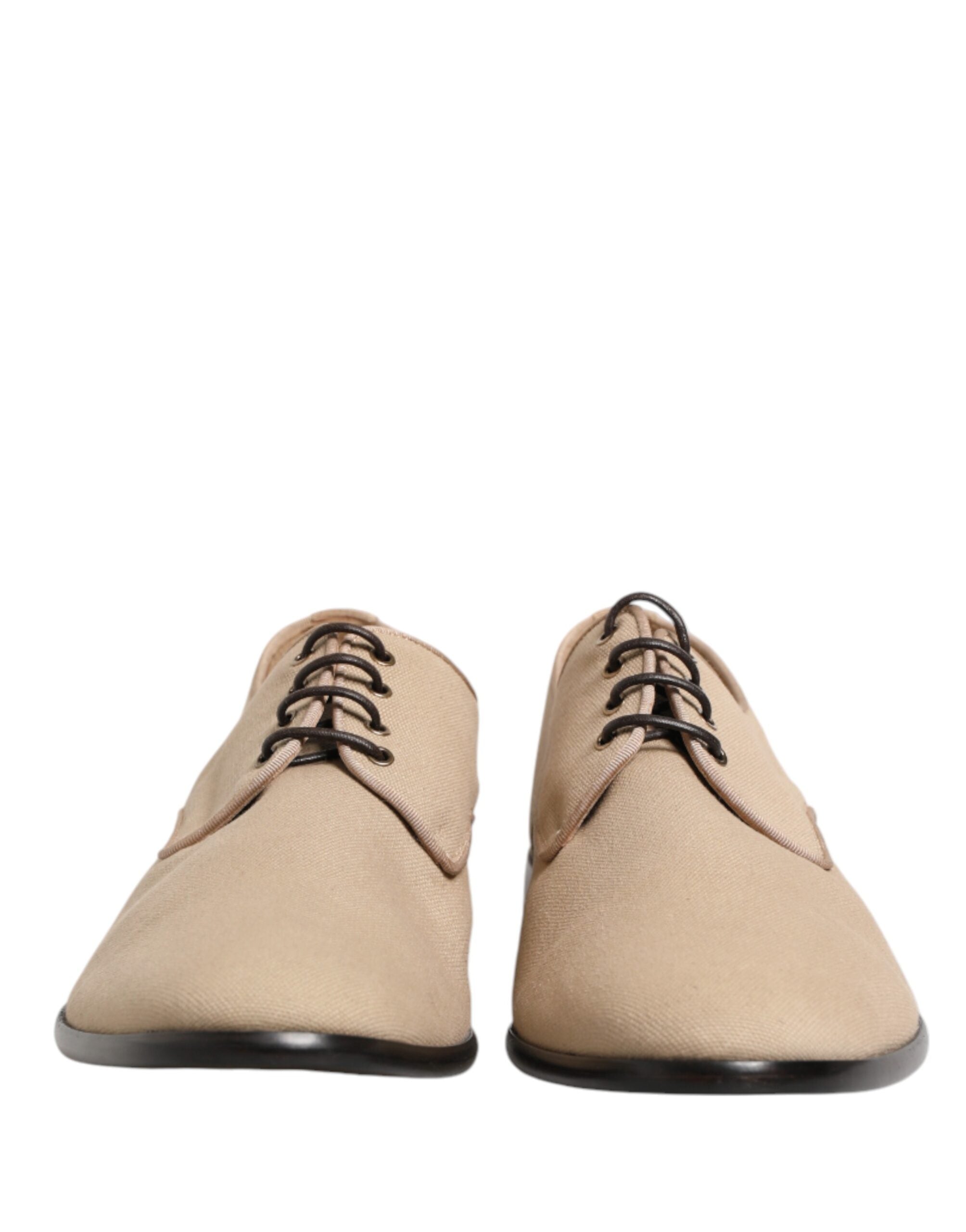 Beige Canvas Derby Lace Up Dress Men Shoes - ventzia