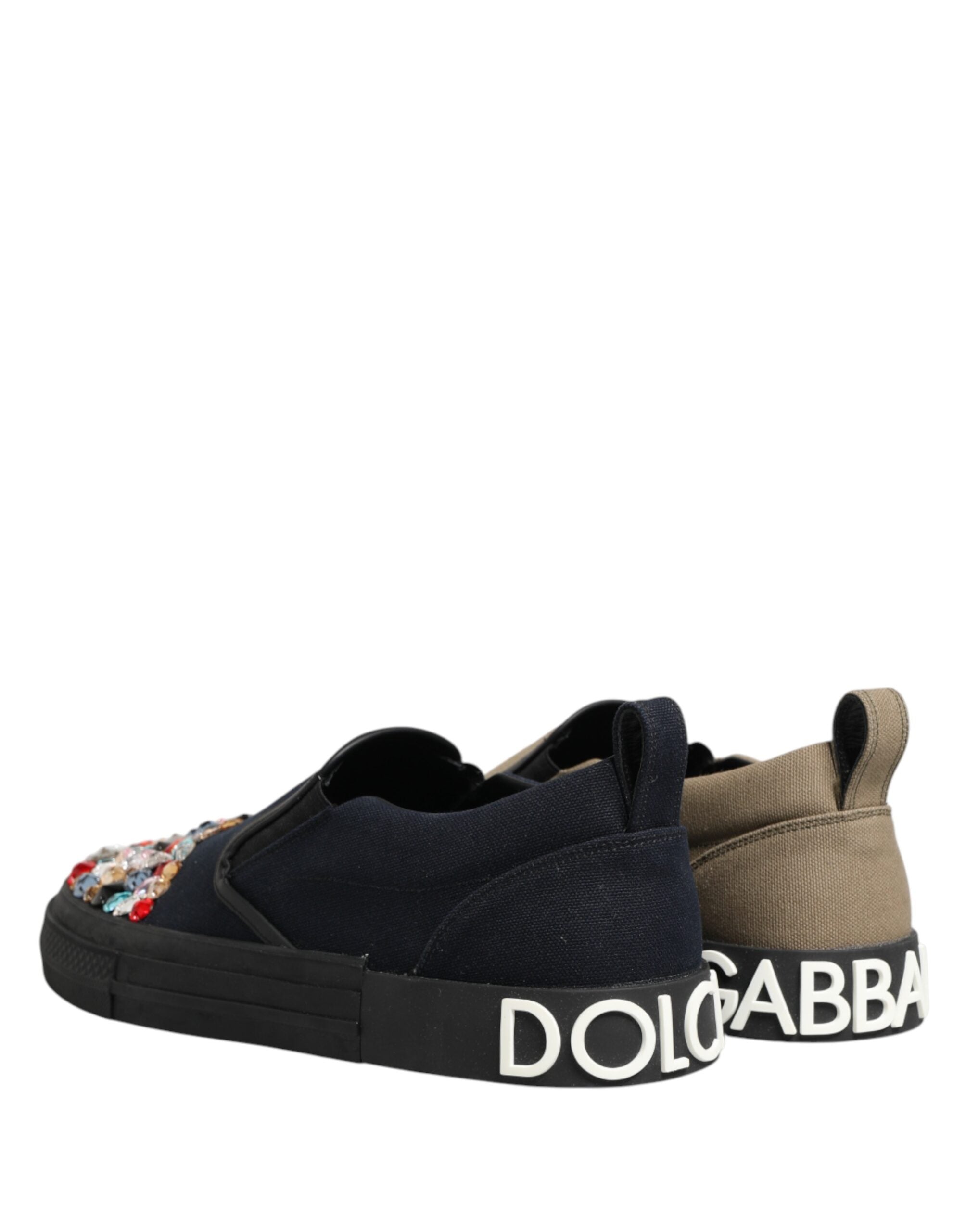 Blue Canvas Embellished Slip On Men Sneakers Shoes - ventzia