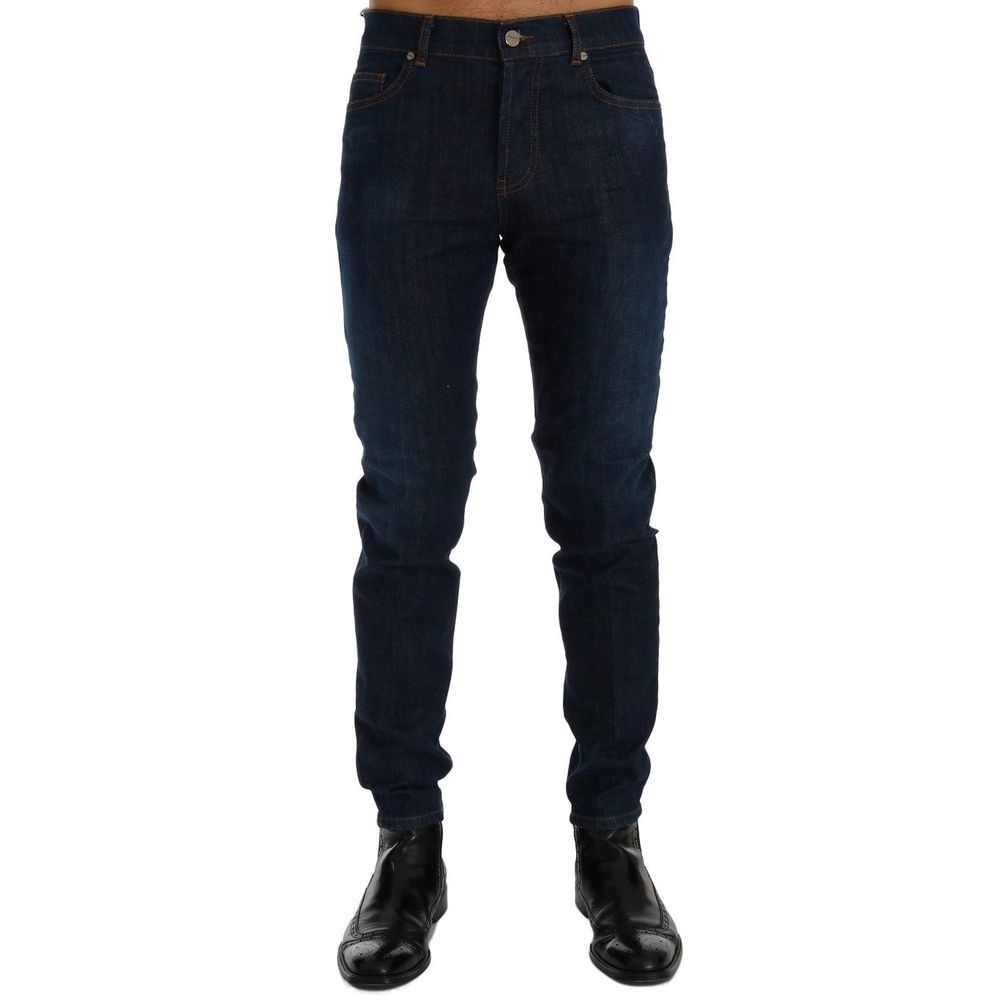 Blue Cotton Slim Fit Jeans - ventzia