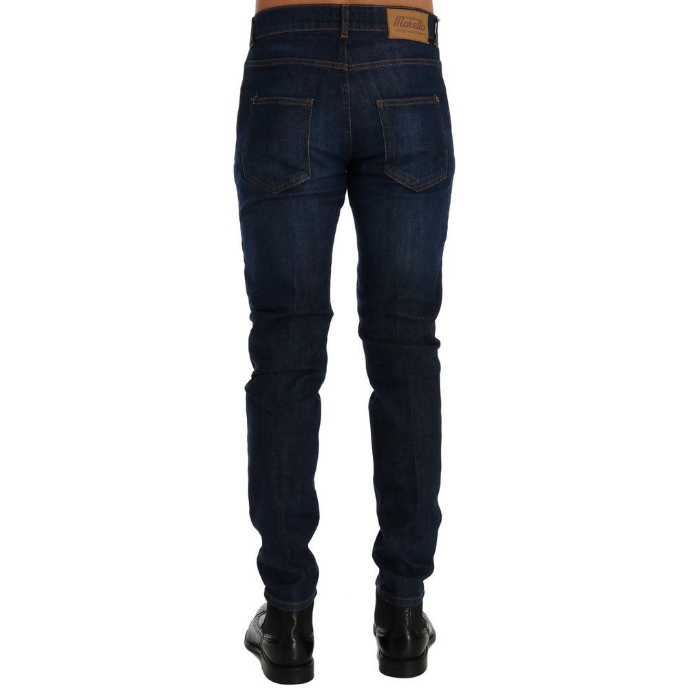 Blue Cotton Slim Fit Jeans - ventzia