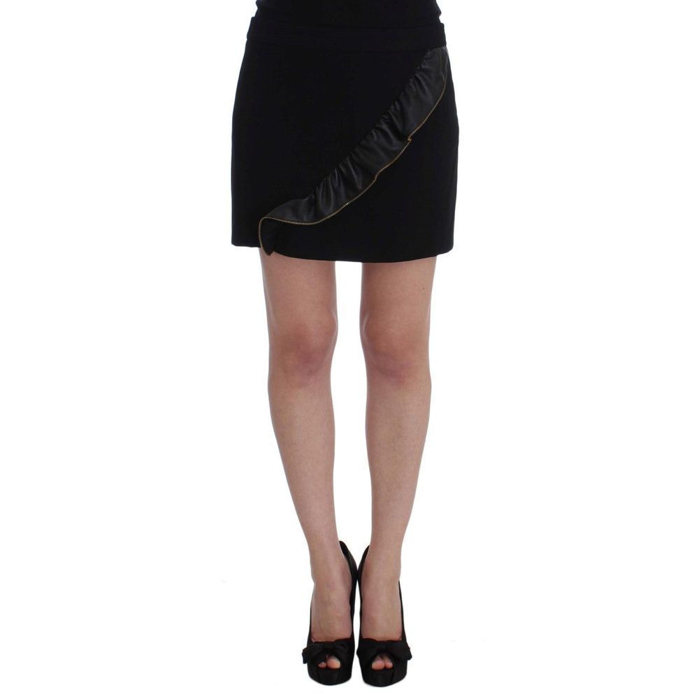 Black Polyester Mini Skirt - ventzia