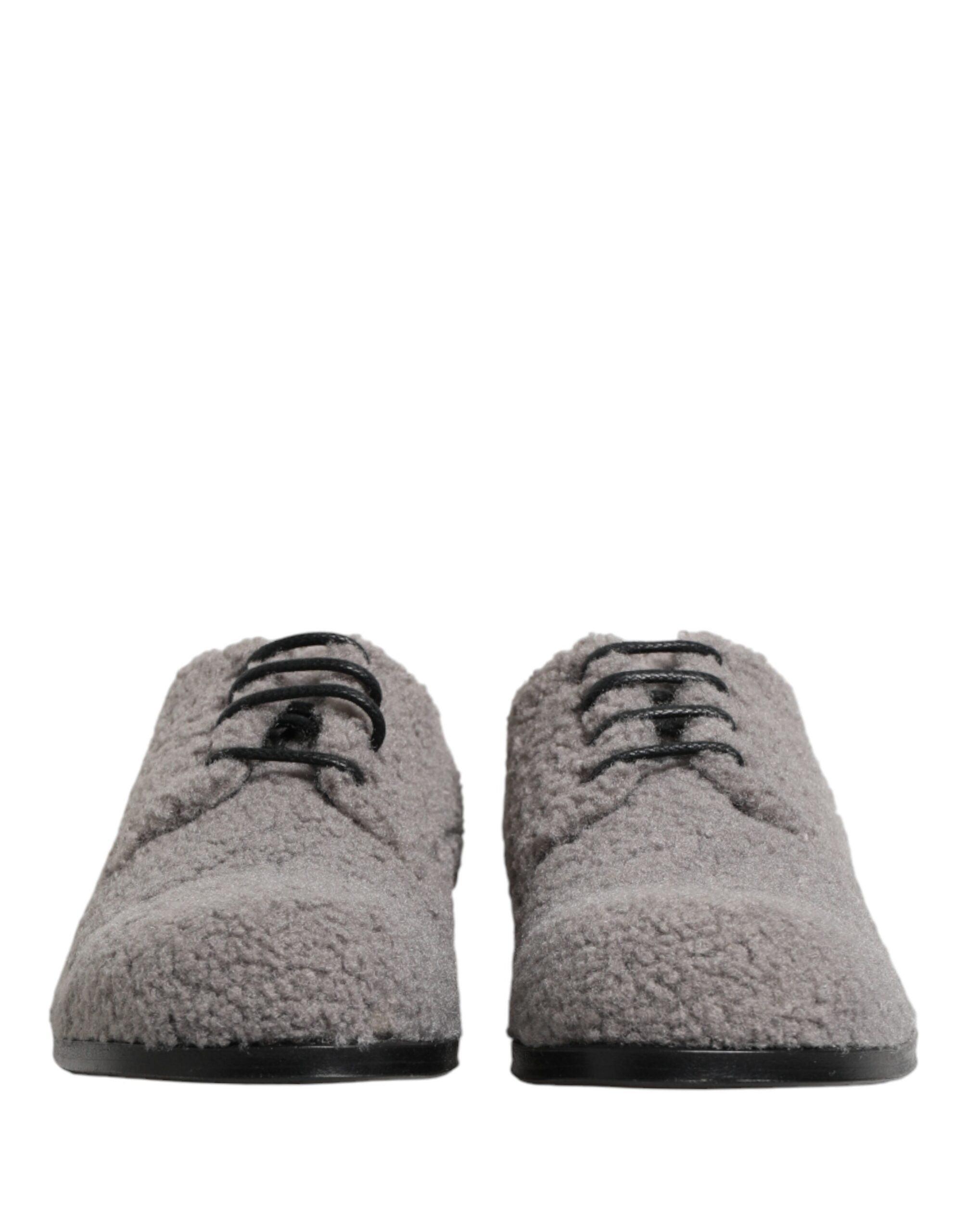 Gray Fleece Lace Up Men Derby Dress Shoes - ventzia