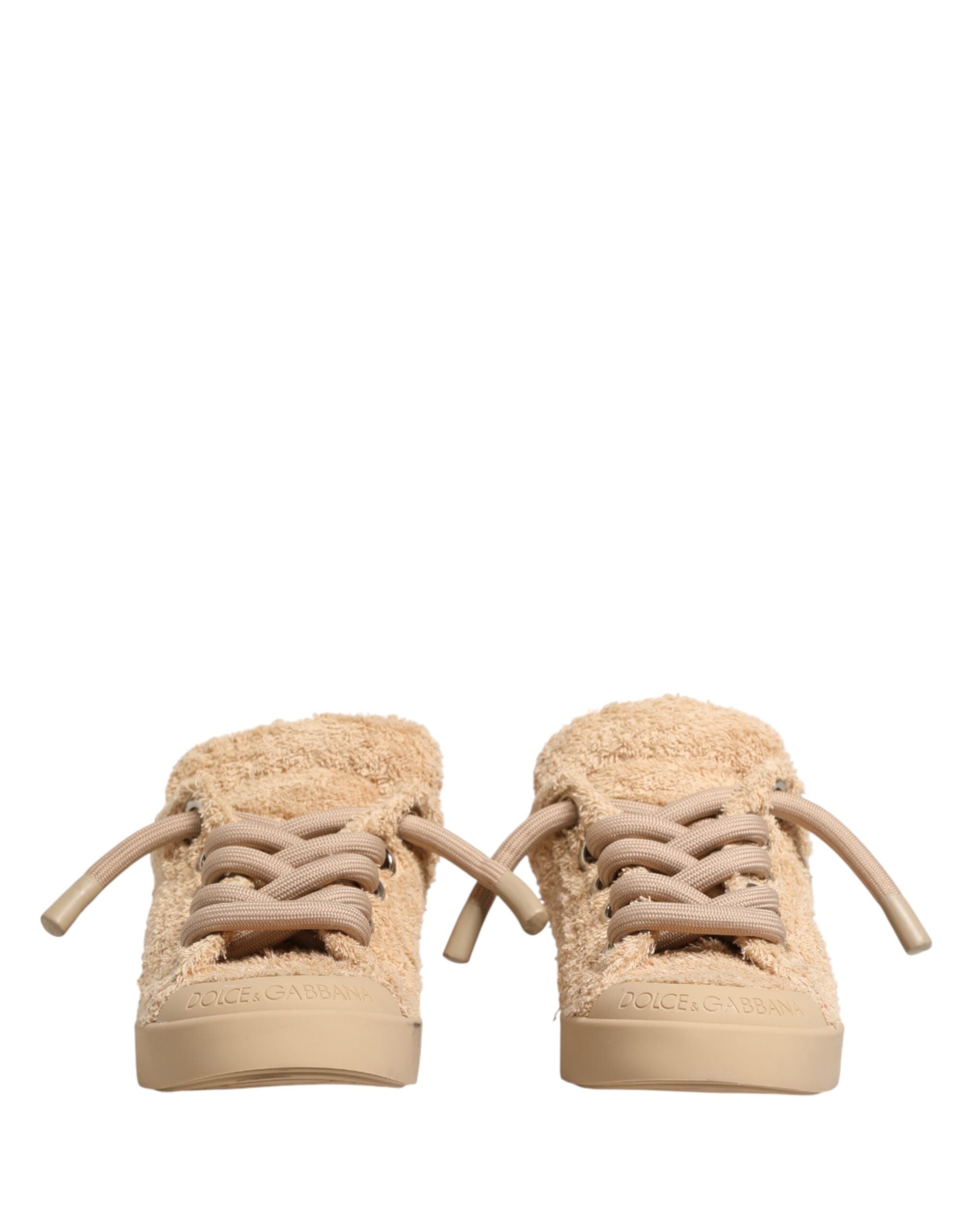 Shoes Beige Faux Shearling Low Top Sneakers - ventzia