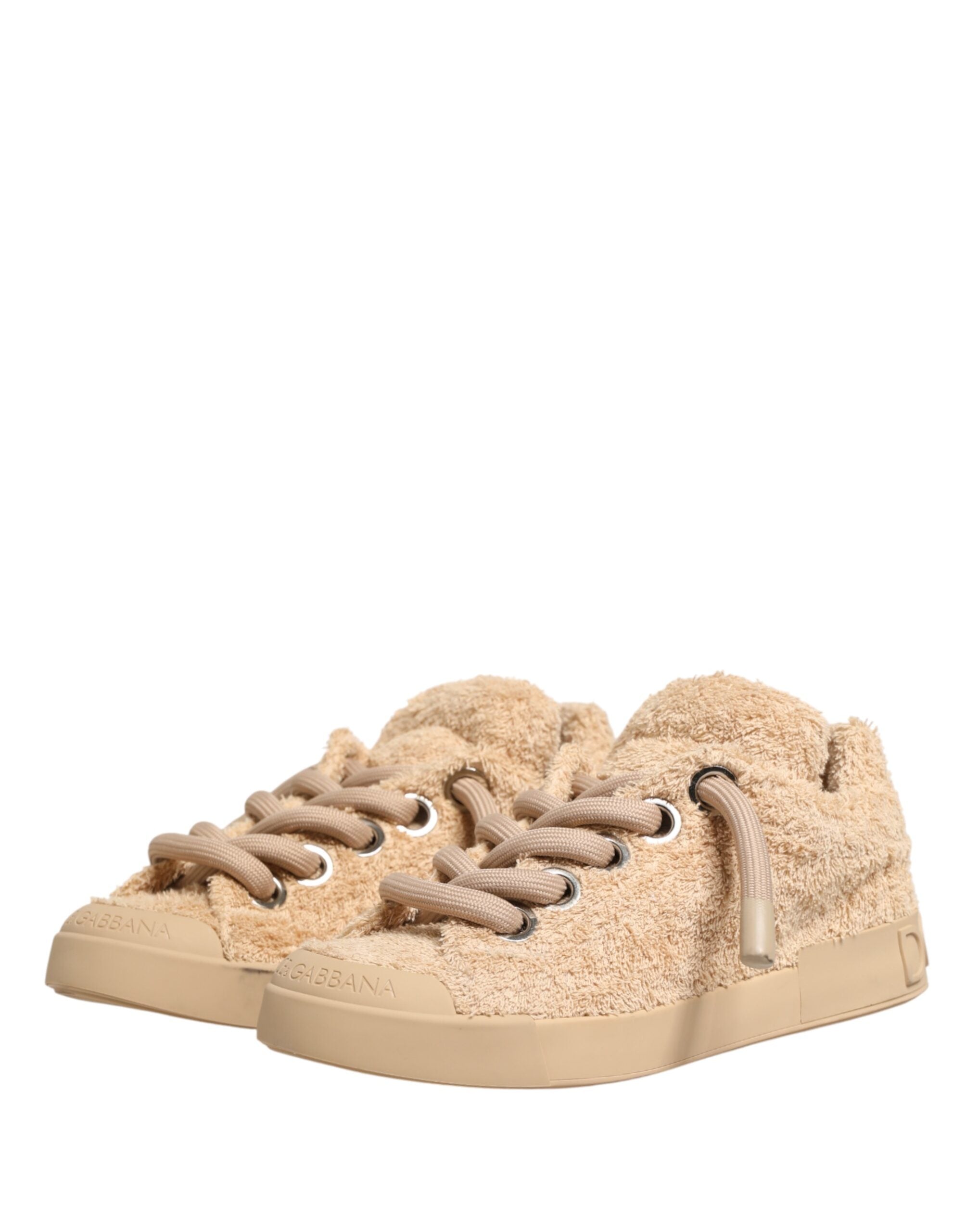 Shoes Beige Faux Shearling Low Top Sneakers - ventzia