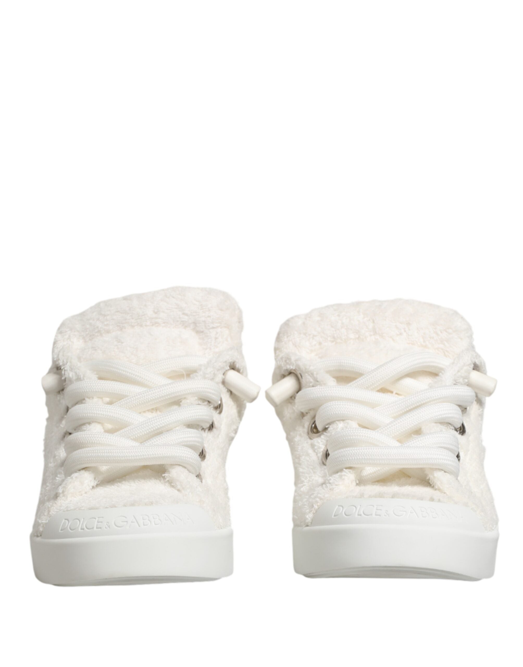 White Faux Shearling Low Top Sneakers  Shoes - ventzia
