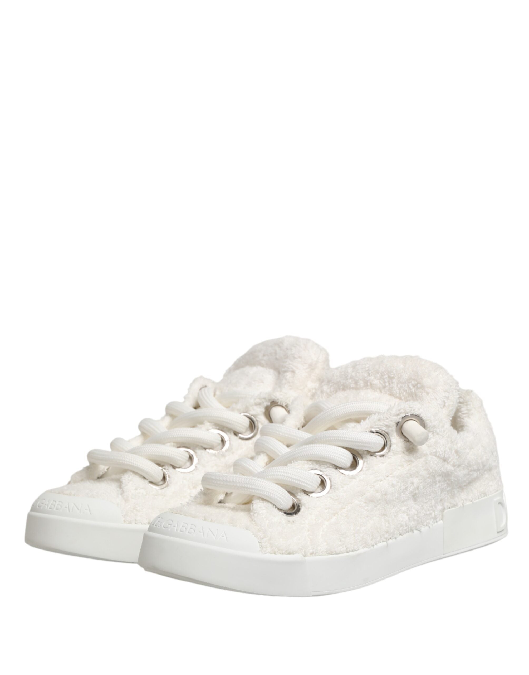 White Faux Shearling Low Top Sneakers  Shoes - ventzia