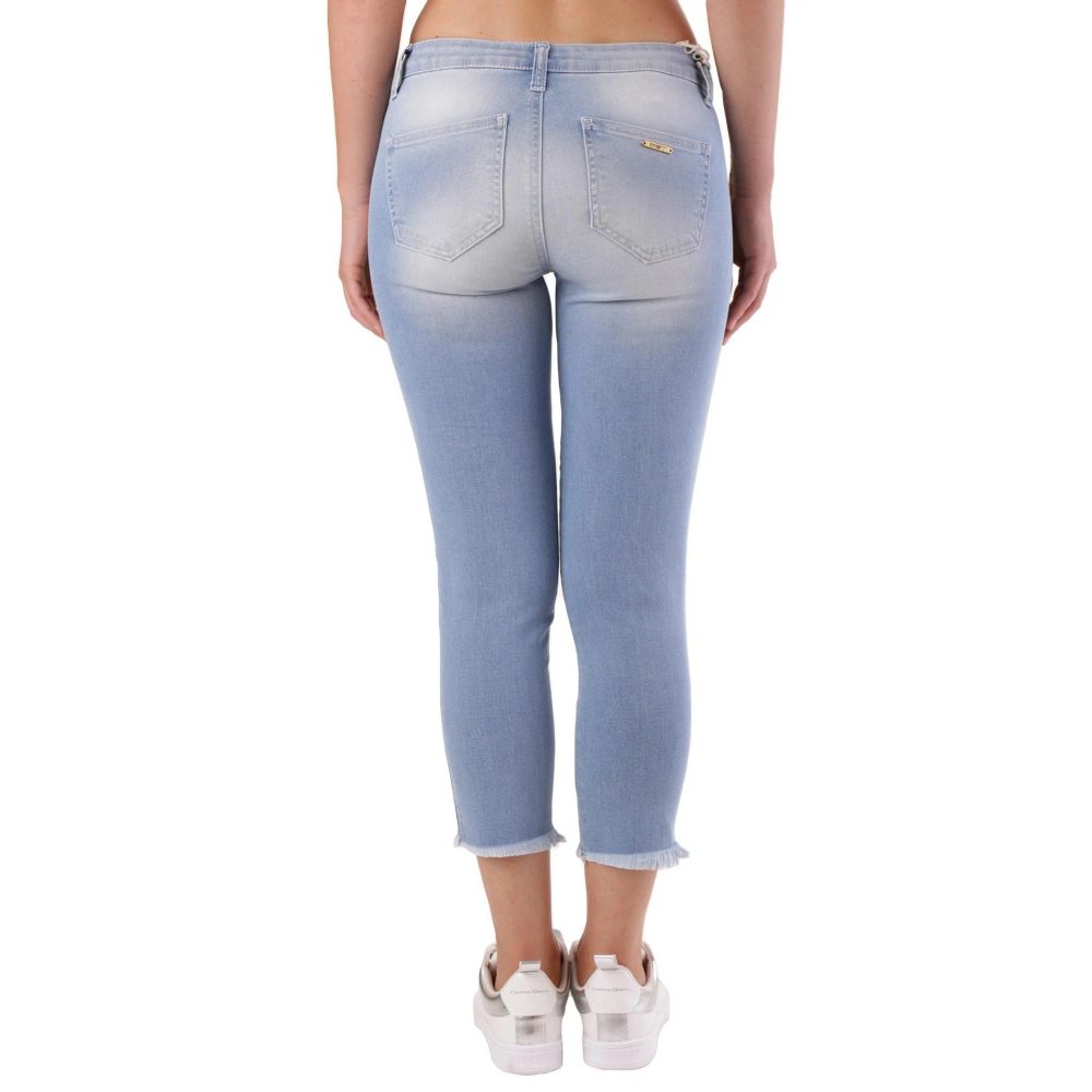 Blue Cotton Cropped Jeans - ventzia
