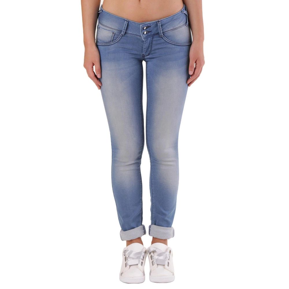 Blue Cotton Skinny Jeans - ventzia