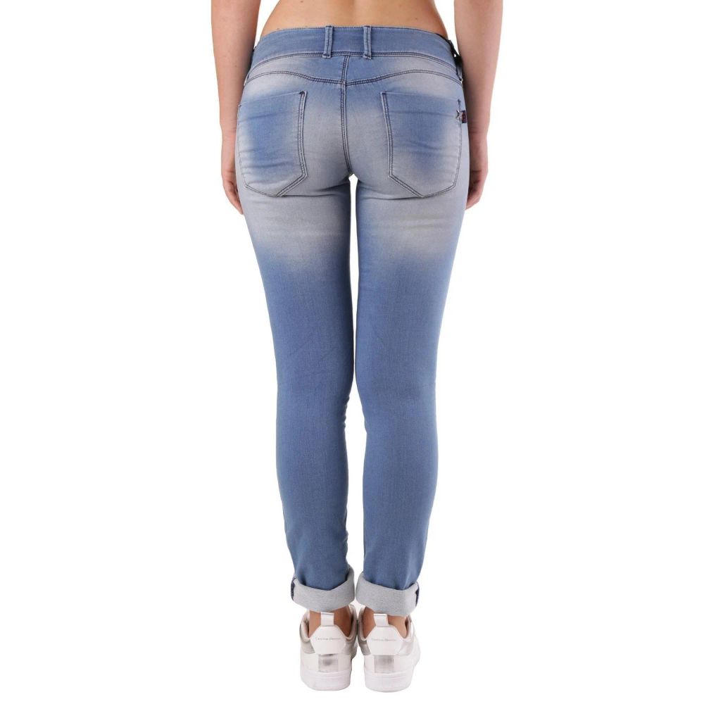 Blue Cotton Skinny Jeans - ventzia