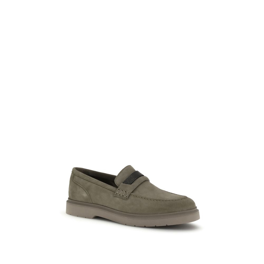 Beige Calf Leather Bos Taurus Slip-On Loafers - ventzia