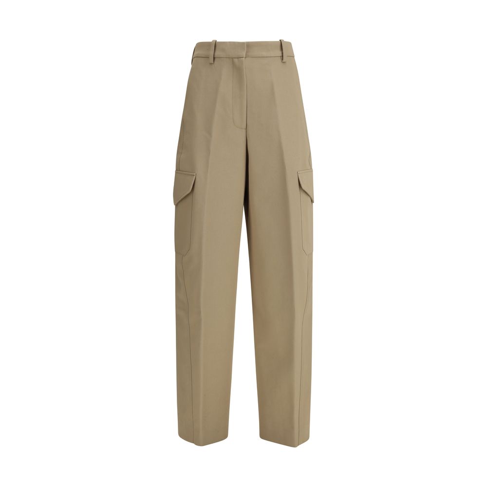 Beige Cotton Cargo Pants - ventzia