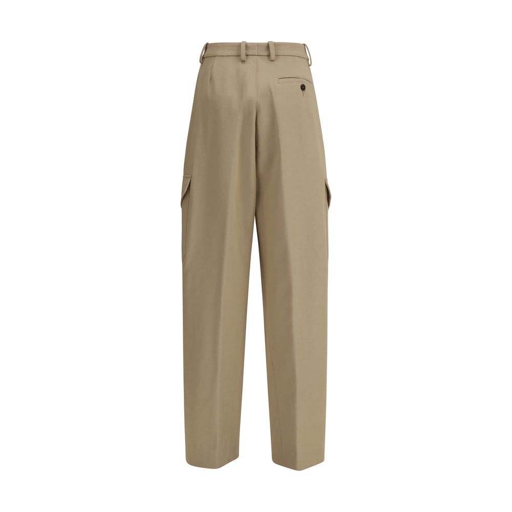 Beige Cotton Cargo Pants - ventzia
