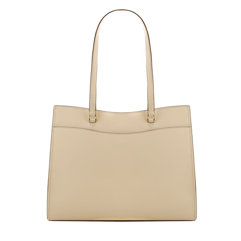 Beige Leather Tote Bag - ventzia