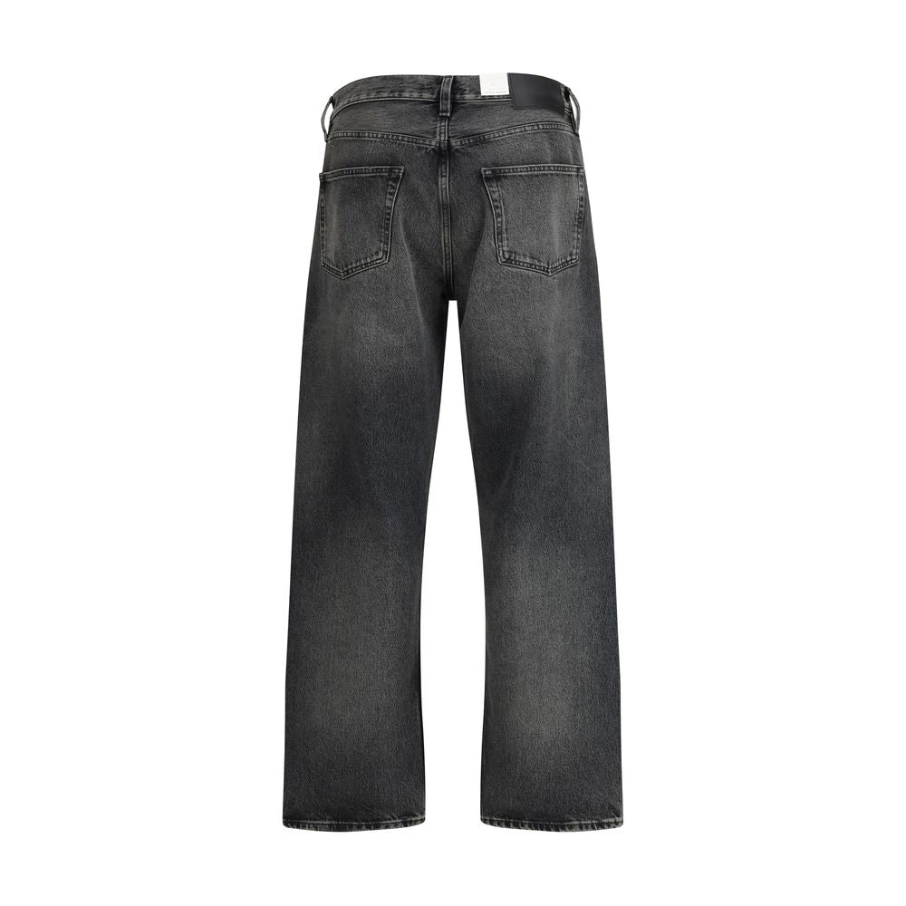 Black Cotton Relaxed Fit Jeans - ventzia