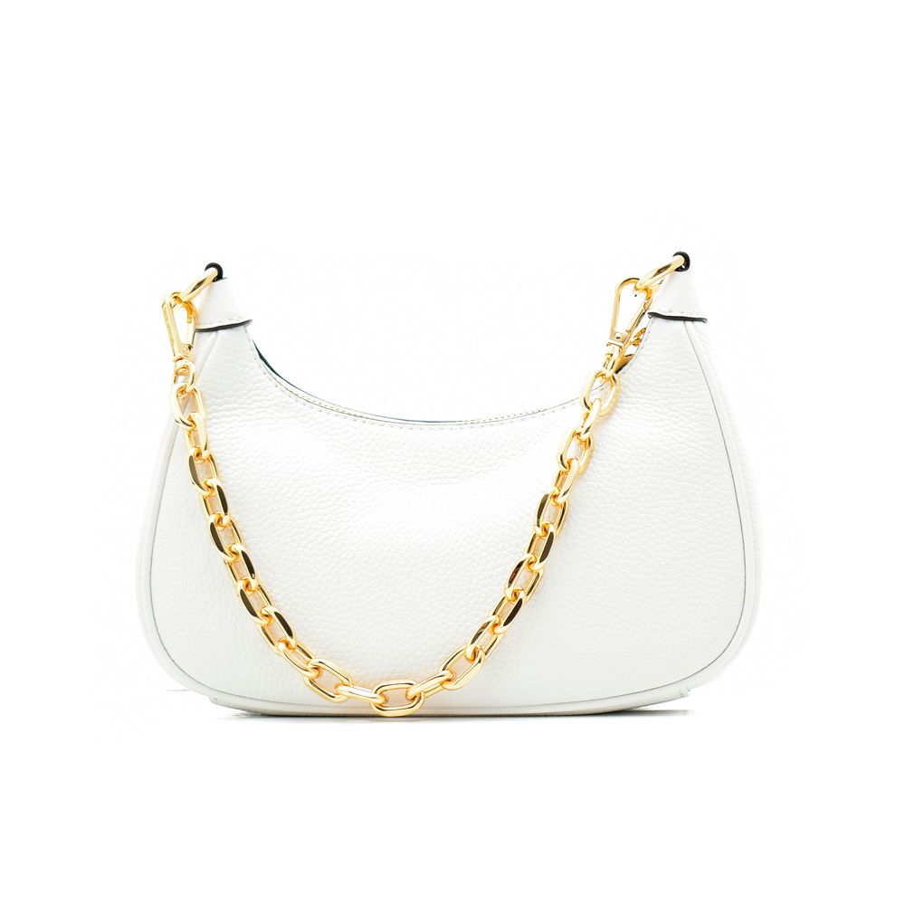 White Leather Shoulder Bag - ventzia