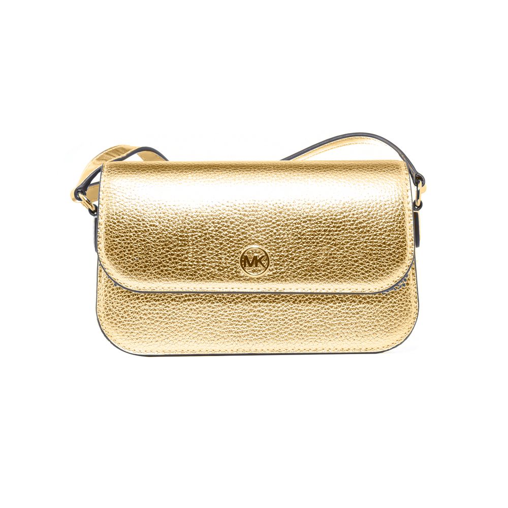 Gold Leather Crossbody Bag - ventzia