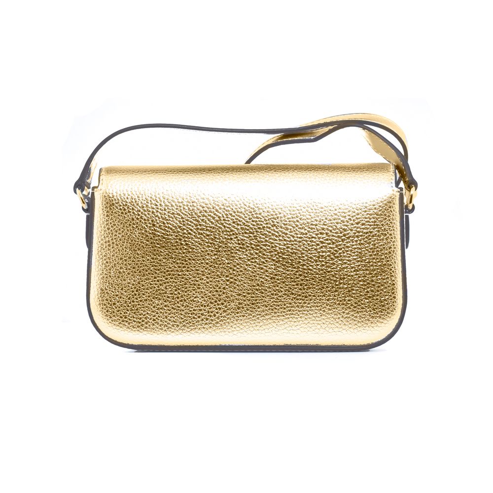 Gold Leather Crossbody Bag - ventzia