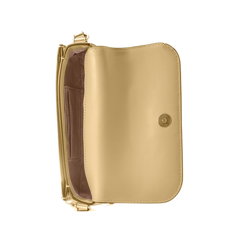 Gold Leather Crossbody Bag - ventzia