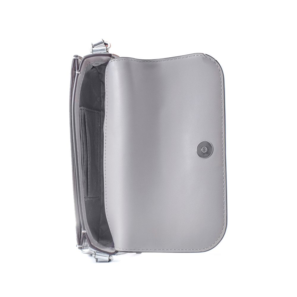 Gray Leather Shoulder Bag - ventzia
