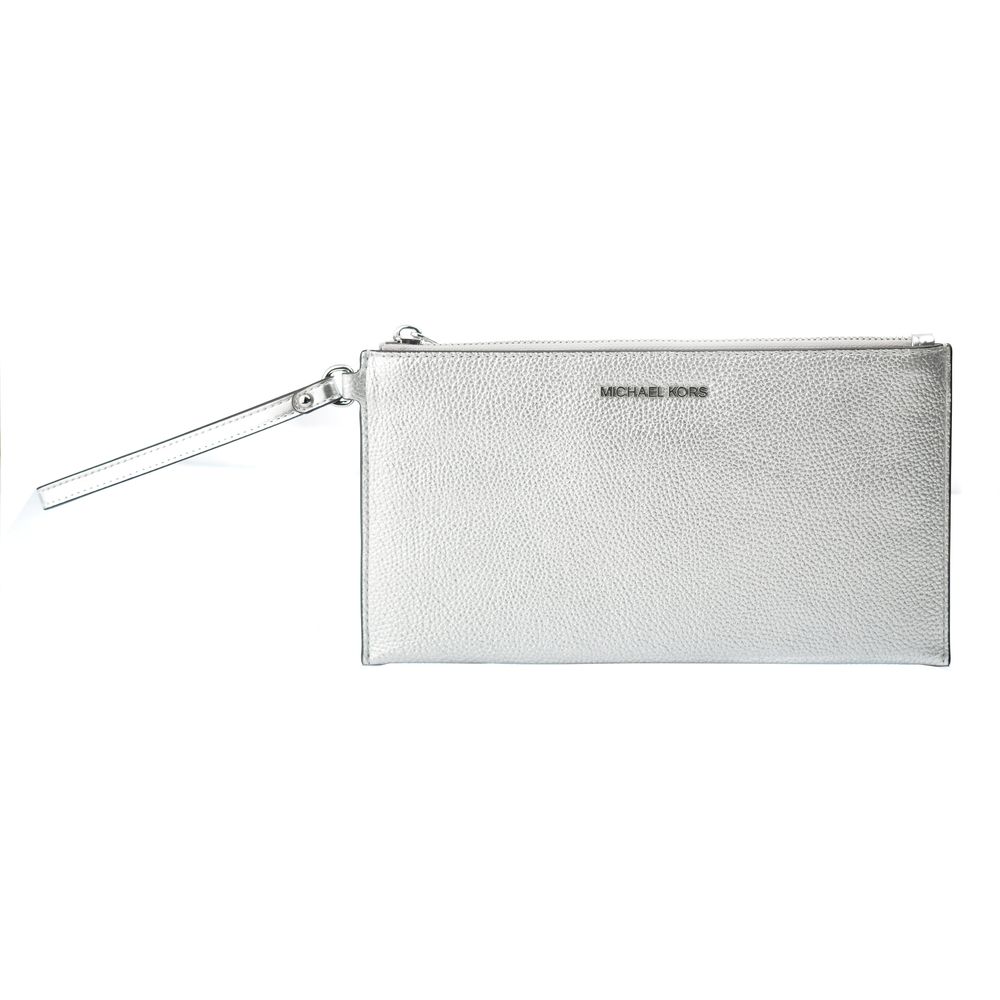 Gray Leather Clutch Bag - ventzia