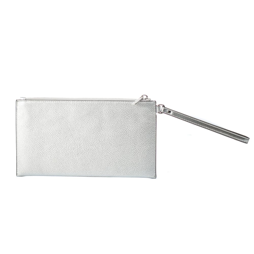 Gray Leather Clutch Bag - ventzia