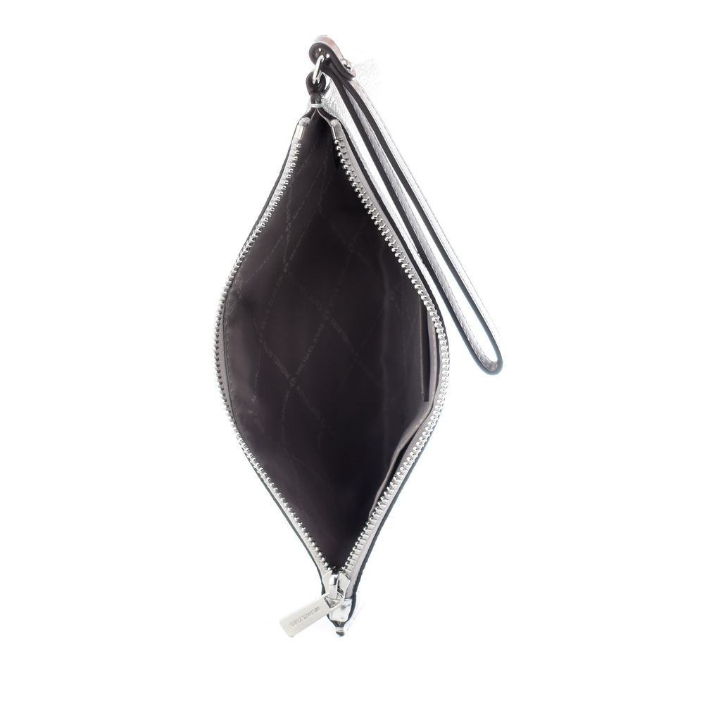 Gray Leather Clutch Bag - ventzia