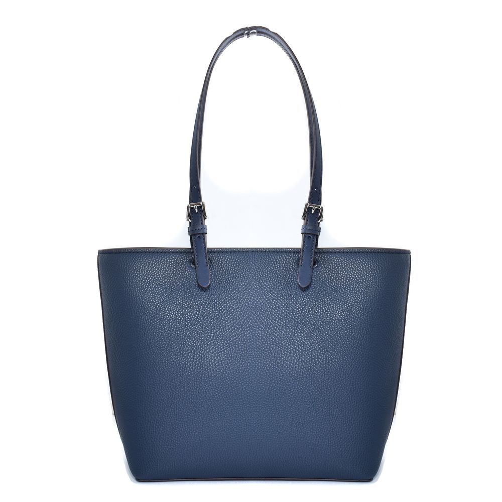 Blue Artificial Leather Tote Bag - ventzia