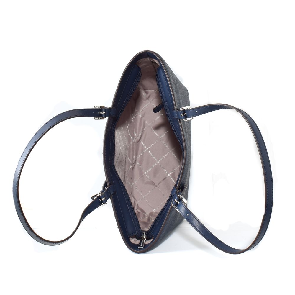 Blue Artificial Leather Tote Bag - ventzia
